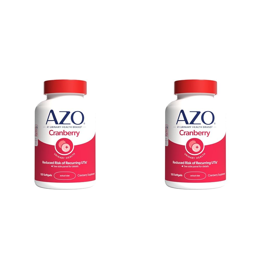 AZO Cranberry Urinary Tract Health Supplement, 1 Serving : 1 Glass of Cranberry Juice, Sugar Free Cranberry Pills, Non-GMO, 3 Month Supply, 100 Softgels (Pack of 2)