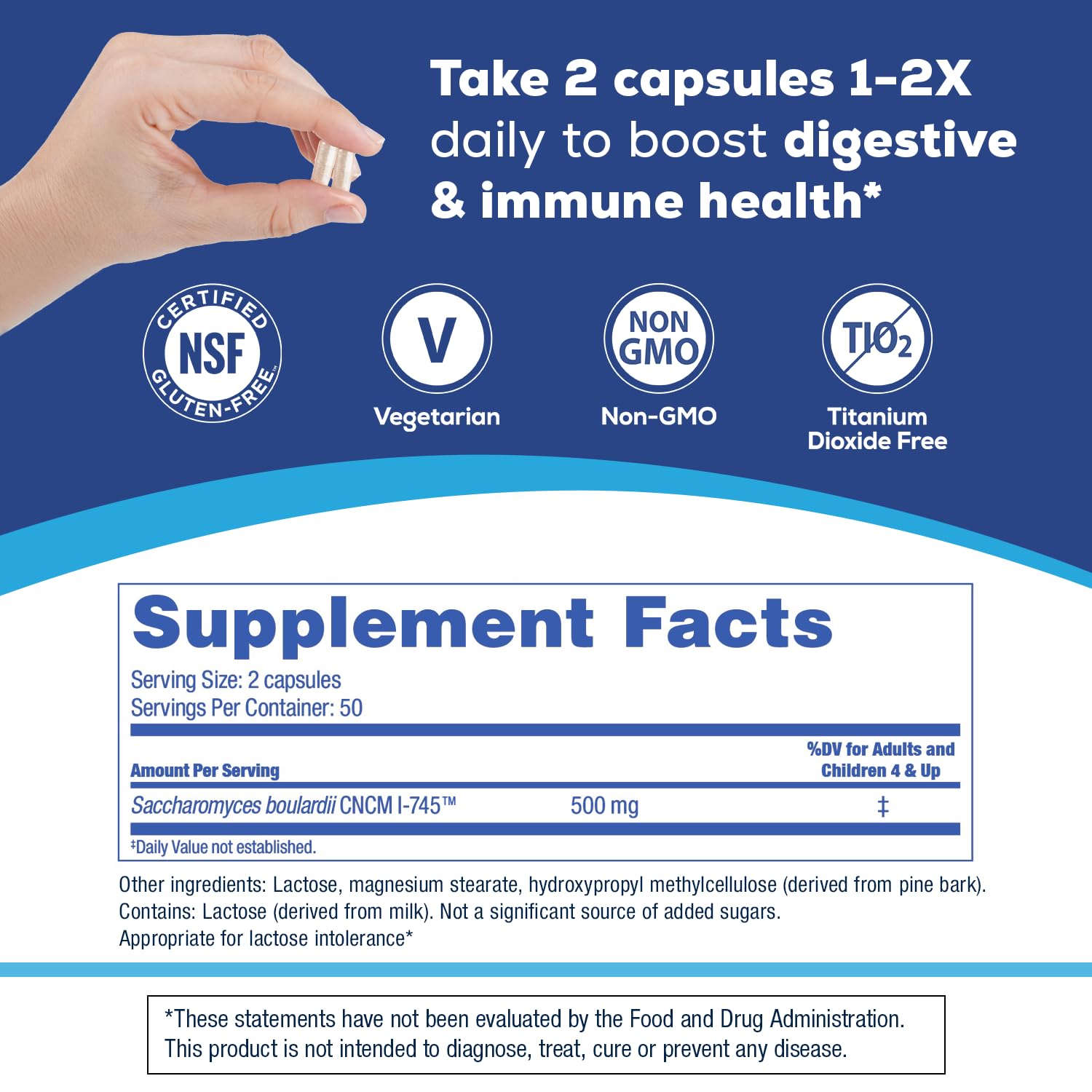 Florastor Probiotics for Digestive and Immune Health, 100 Capsules, Probiotics for Women & Men, Helps Flush Out Bad Bacteria, Boosts The Good with Our Unique Strain Saccharomyces Boulardii