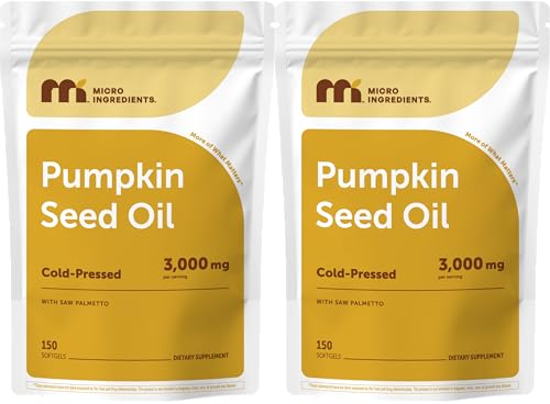Micro Ingredients Pumpkin Seed Oil with Saw Palmetto, 300 Softgels (2 Pack) | Cold Pressed, Pure Virgin Oil, Essential Fatty Acids, & Phytosterols | Natural Herbal Supplement | Non-GMO