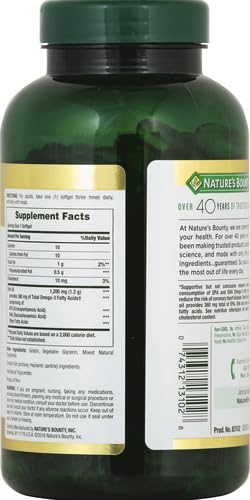 Nature's Bounty Fish Oil Omega 3 Supplements - Supports Heart Health,1200 Mg Fish Oil,Omega-3,200 Softgels,(Pack of 3)