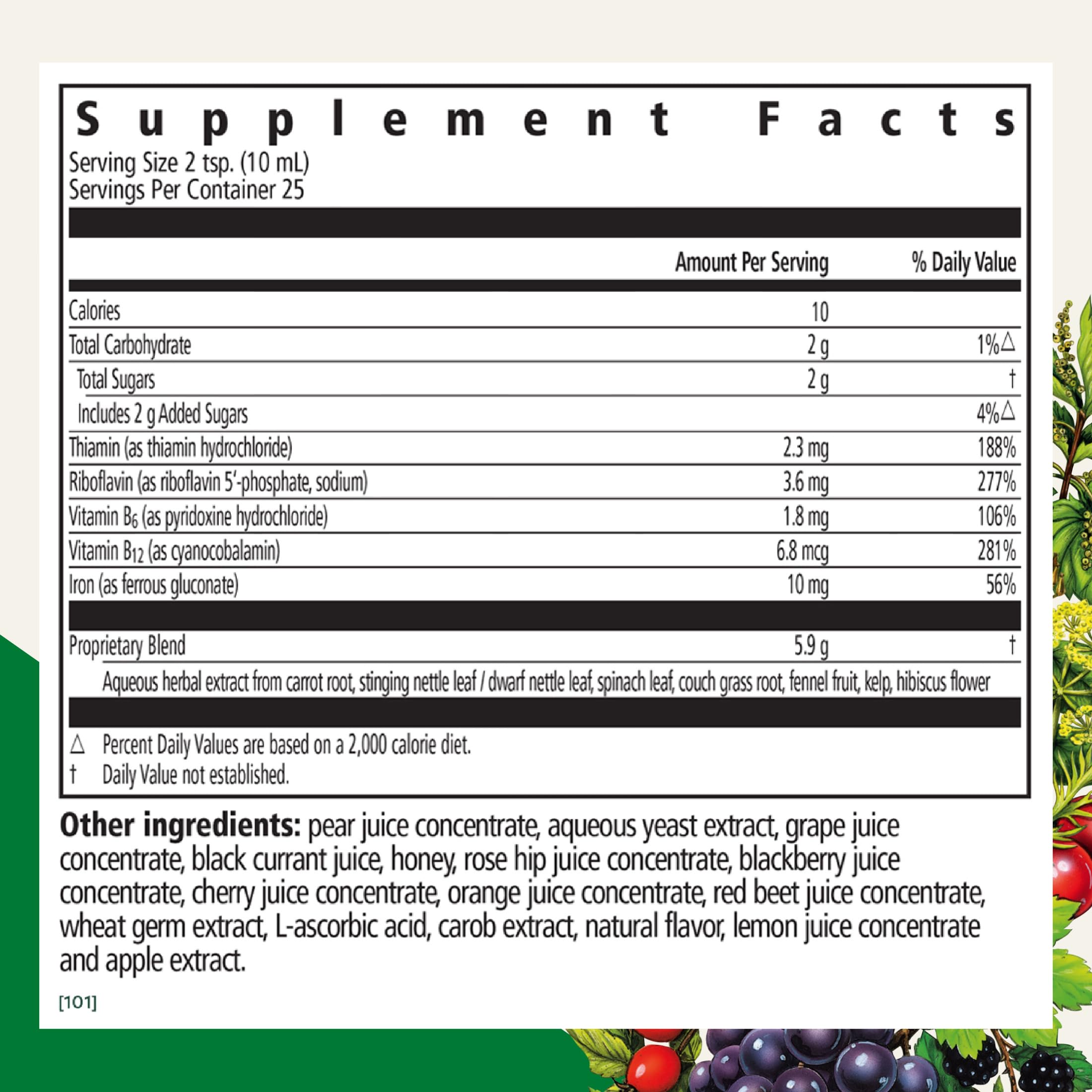 Floradix Iron & Herbs - Liquid Herbal Supplement for Energy Support - Iron Supplement with Vitamin C & Vitamin B Complex - for Men & Women - 8.5 fl oz