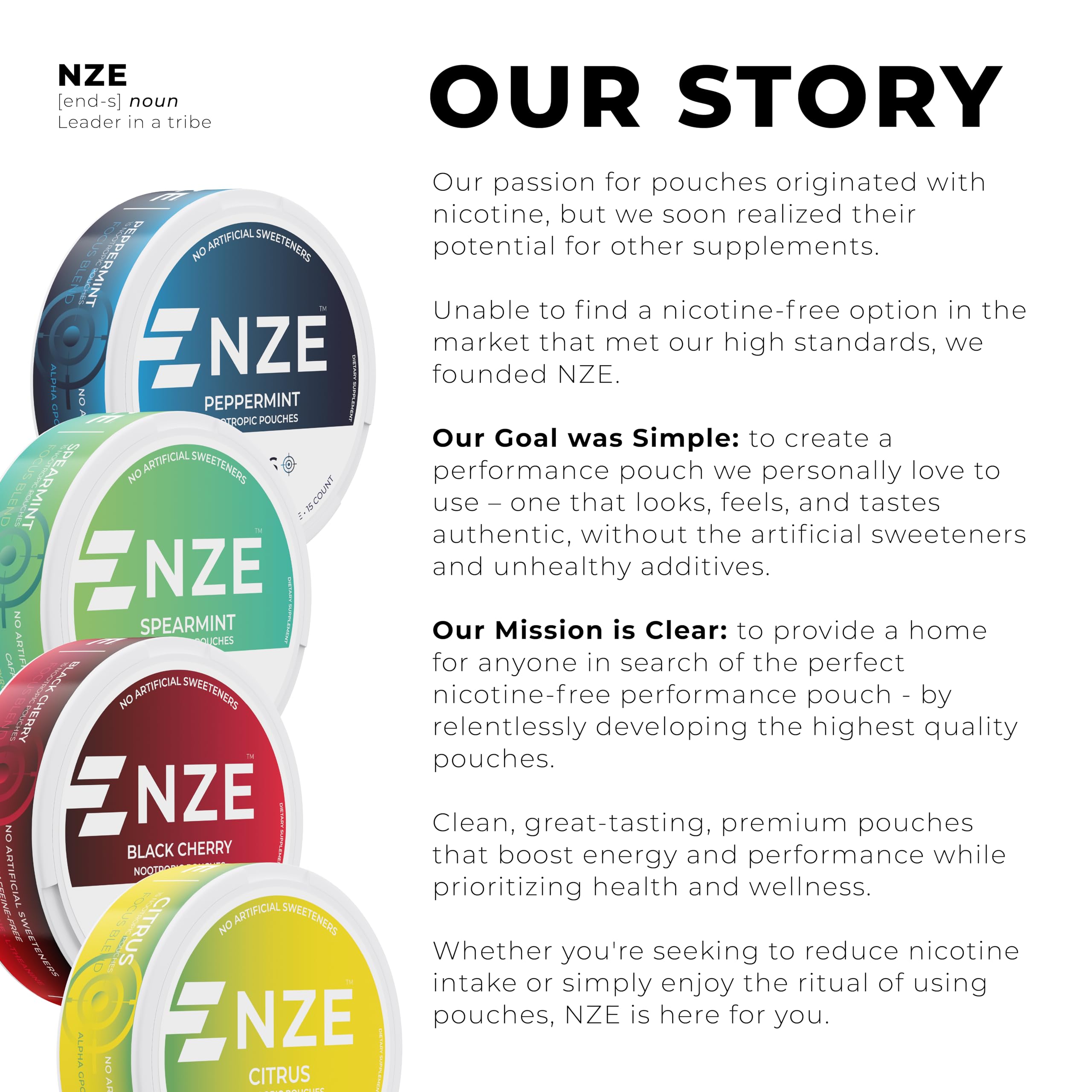 NZE Caffeine Free Nootropic Pouches (Black Cherry) - Nootropic Pouches with Alpha GPC, L-Tyrosine & L-Theanine - No Sugar or Artificial Sweeteners - 15 Pouches Per Can - 5 Pack