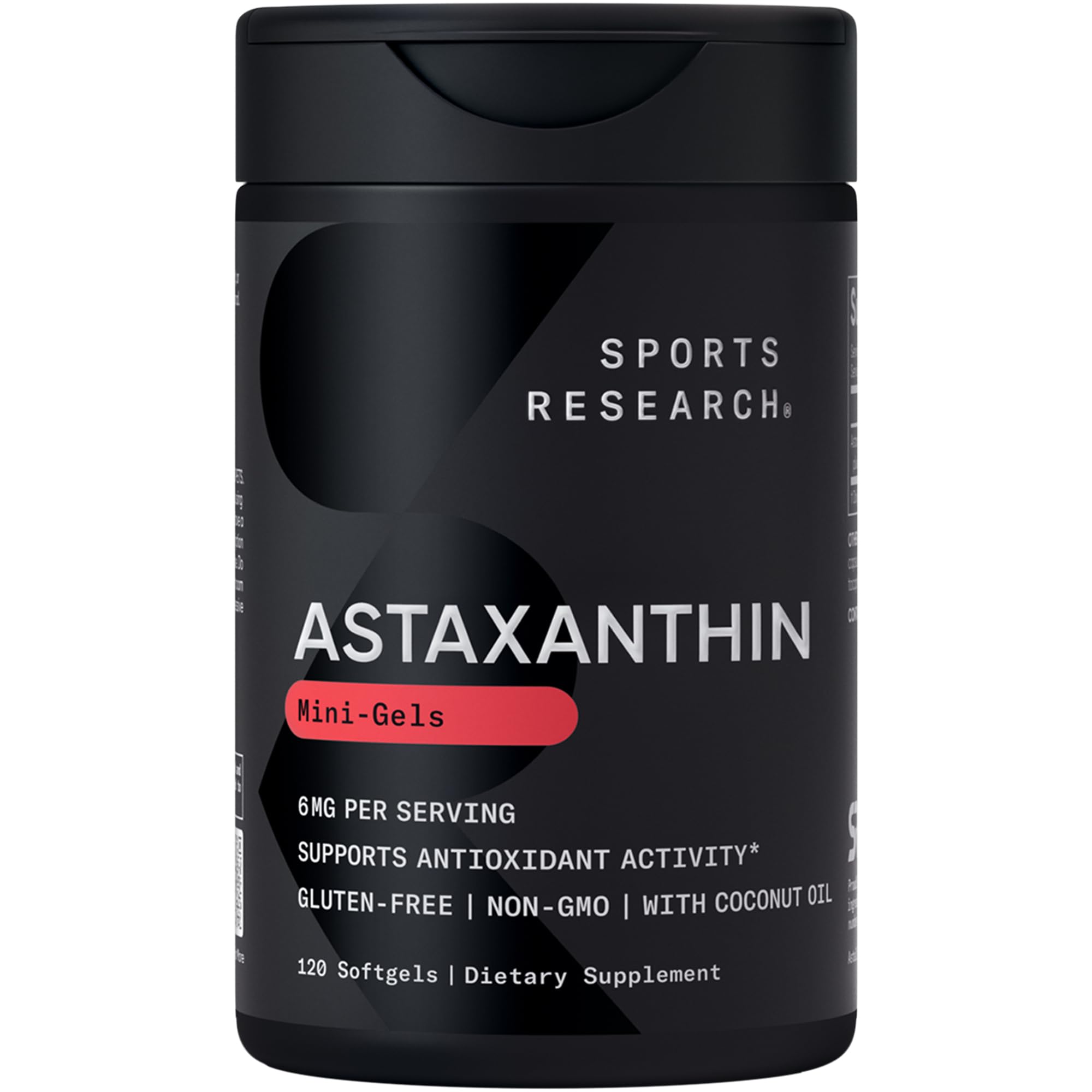 Sports Research Astaxanthin Supplement from Algae - Softgels for Antioxidant Activity, Skin & Eye Health Support - Made with Coconut Oil, Non-GMO Verified & Gluten Free - 6mg, 120 Count