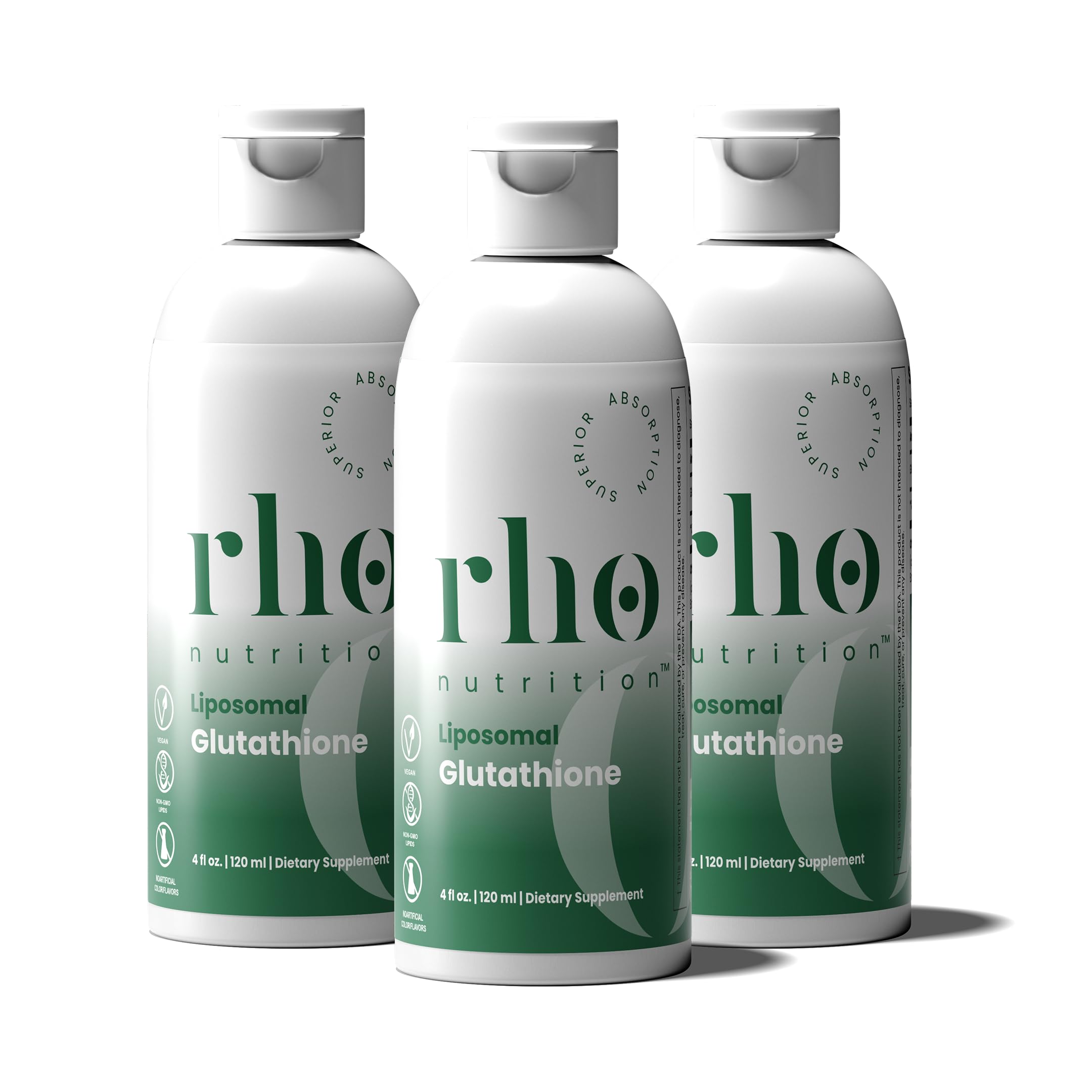 Rho Nutrition Liposomal Glutathione - Ultra High Absorption Liquid Glutathione Supplement - Supports Natural Detoxification, Immune System, Skin Health, Mental Clarity & Overall Well-Being - 3-Pack