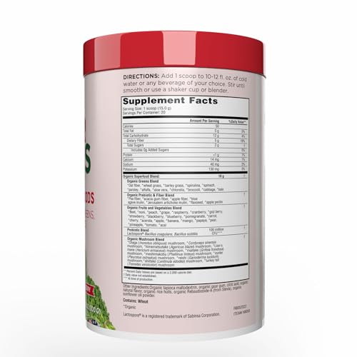 Country Farms Organic Super Greens Berry Flavor, 50 Organic Super Foods, Packed with Fiber, USDA Organic Drink Mix, Fruits, Vegetables, Mushrooms & Probiotics, Supports Energy, 5g Fiber