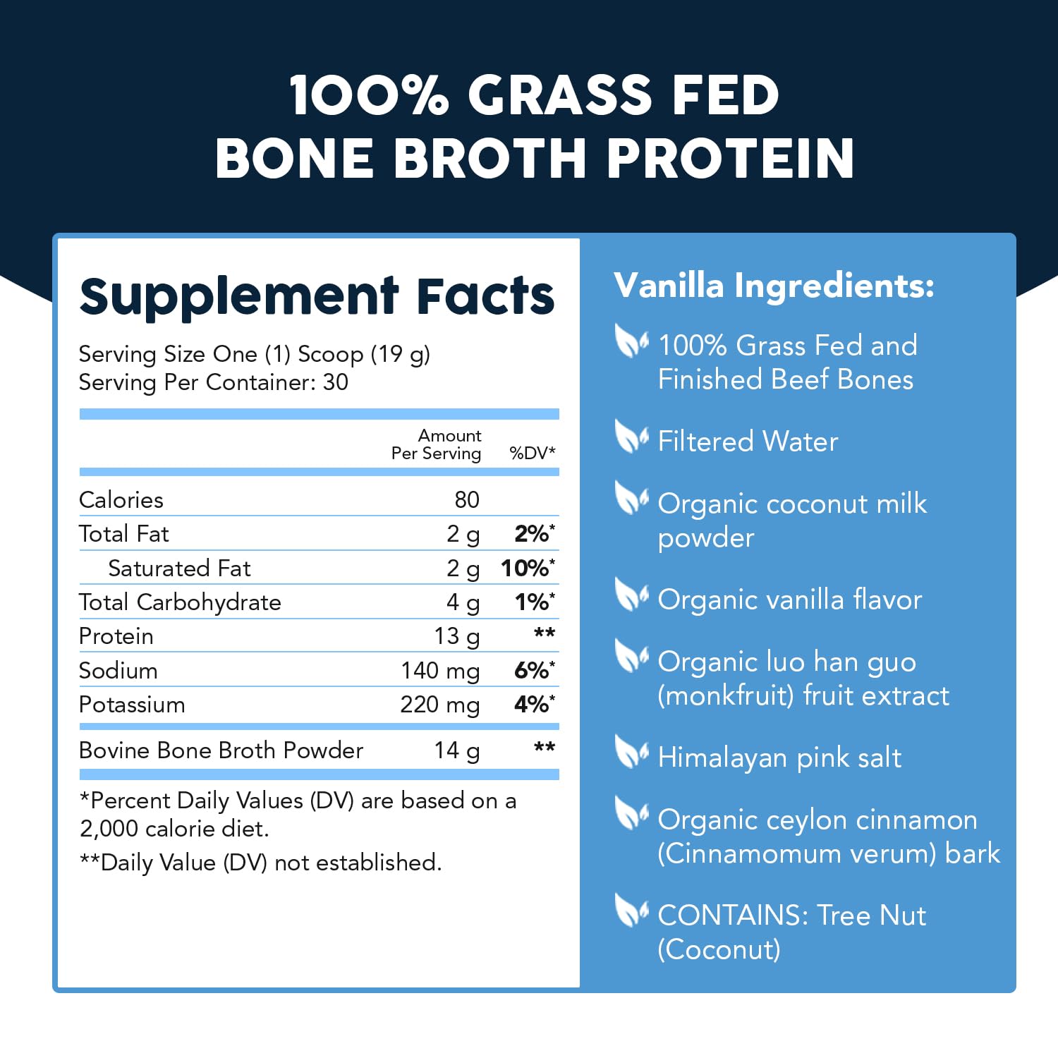 Paleovalley 100% Grass Fed Beef Bone Broth Protein Powder - Rich in Collagen Peptides for Hair, Skin, Gut Health, Bone and Joint Support - 13g Protein Per Serving - No Gluten or GMOs - Vanilla