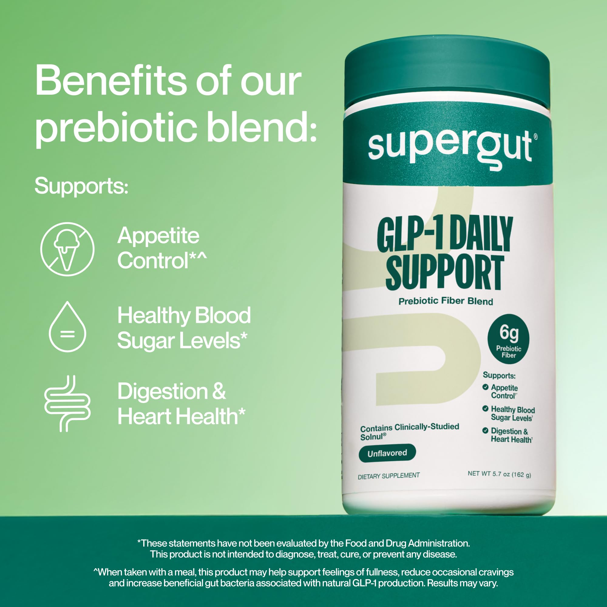 Supergut GLP1 Daily Support - High Fiber GLP-1 Supplement Powder for Women & Men - Sugar-Free Drink Mix for Gut Health (20 Servings)