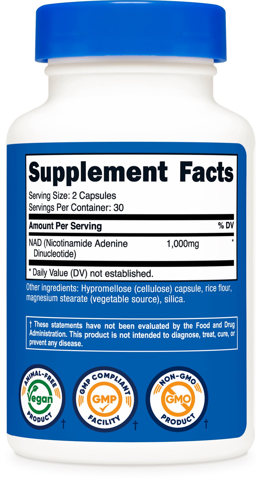 Nutricost NAD+ Supplement (1,000mg) 60 Capsules - Nicotinamide Adenine Dinucleotide, Vegan, GMO-Free, Gluten-Free, 30 Servings