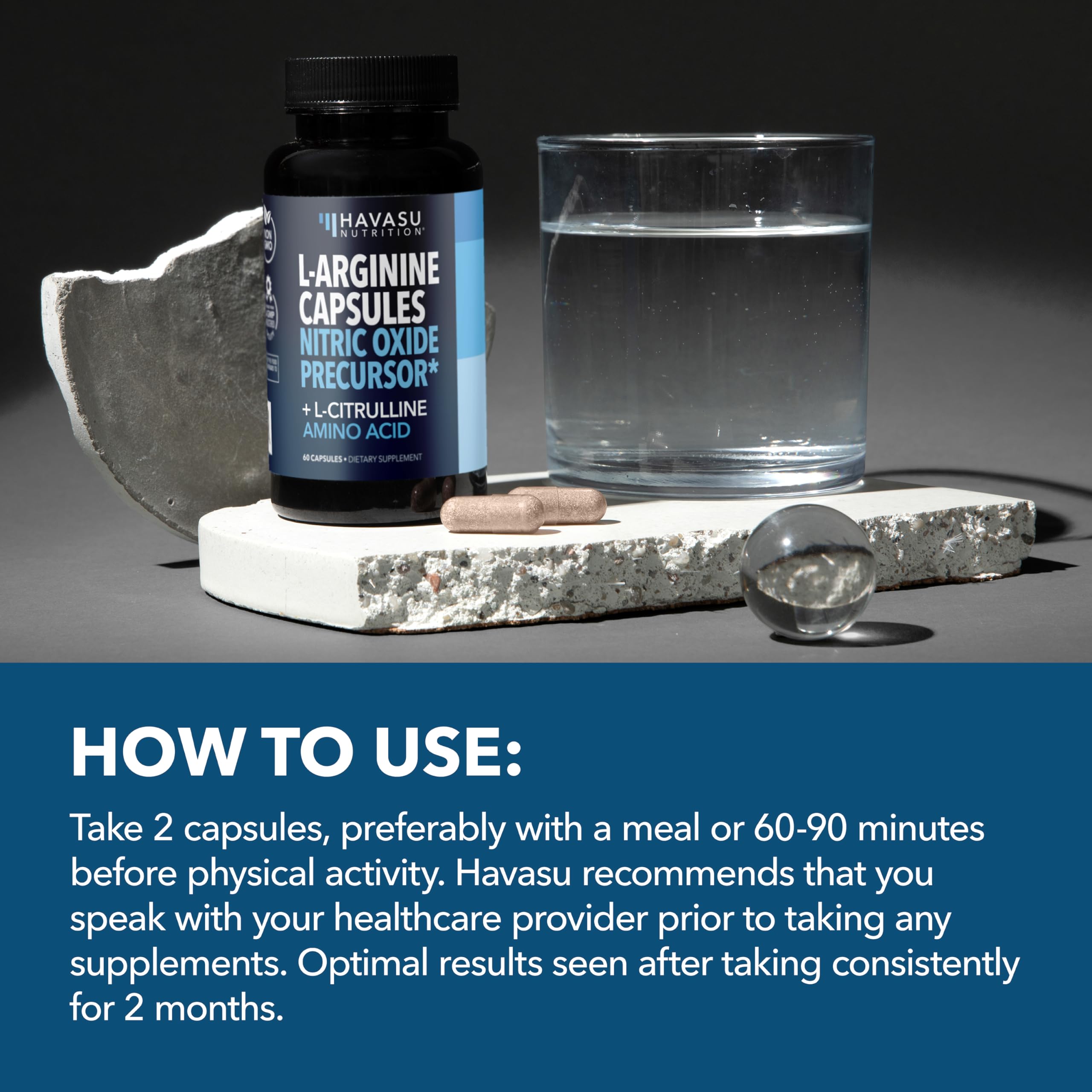 L-Arginine Capsules with L-Citrulline - Nitric Oxide Supplement - L Arginine and L Citrulline Blend - 120 Count - Vegan, Non-GMO Capsules for Performance, Endurance and Muscle Support - 2 Month Supply