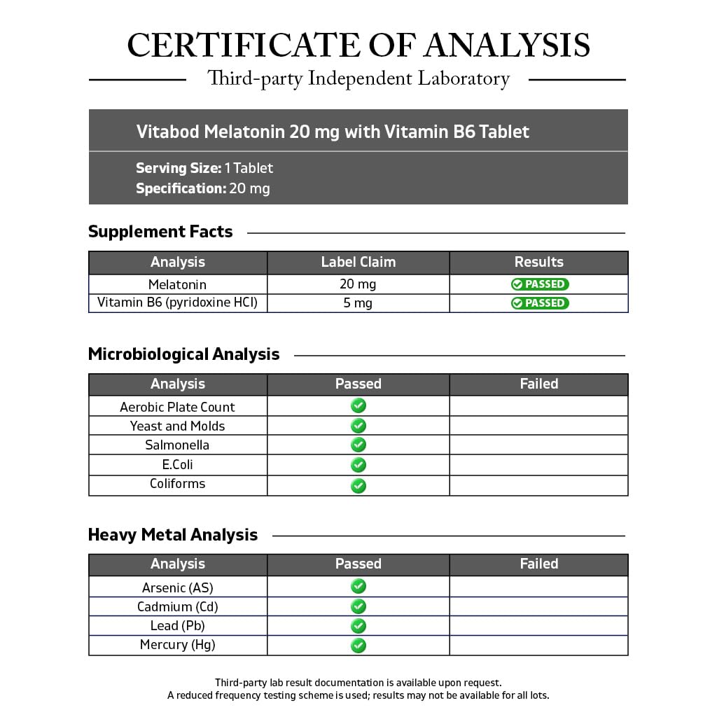 Vitabod Melatonin 20 mg - 240 Fast Dissolve Tablets - Drug Free - Natural Berry Flavor - Vegetarian, Non-GMO, Gluten Free 240 Count (Pack of 2)