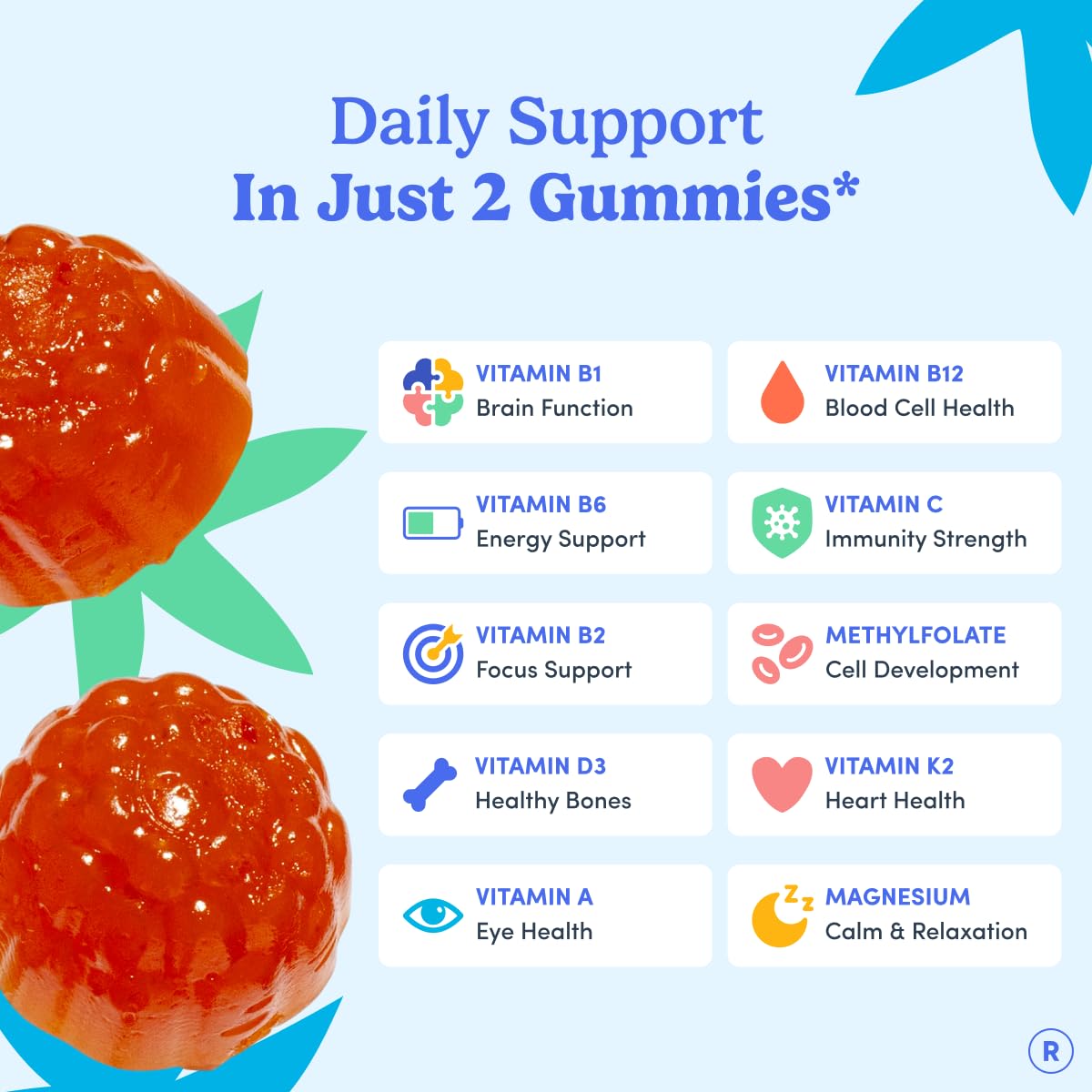 FIRST DAY Vitamins for Teens - Teen Multi Vitamins for Girls & Boys 12-17, Organic Fruit & Veggie Blend - 12 Key Nutrients: Vitamins A, B1, B2, B6, B9, B12, C, D3, E, K2-60 Day Supply