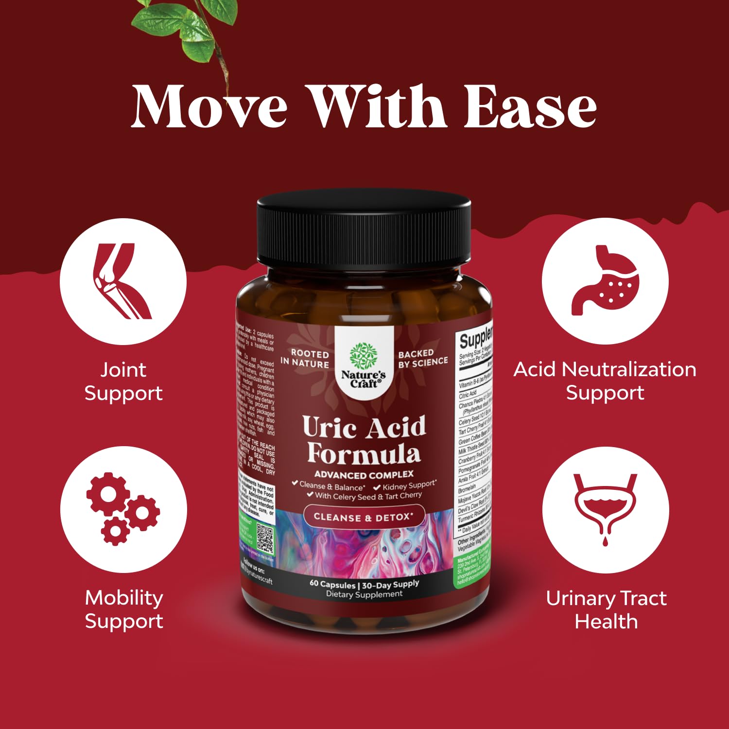 Green Coffee Bean Extract for Uric Acid Cleanse & Detox - Green Coffee Beans with Turmeric, Tart Cherry & Celery Seed for Adults - Daily Uric Acid Flush for Joints Support & Kidney Cleanser – 60 Ct