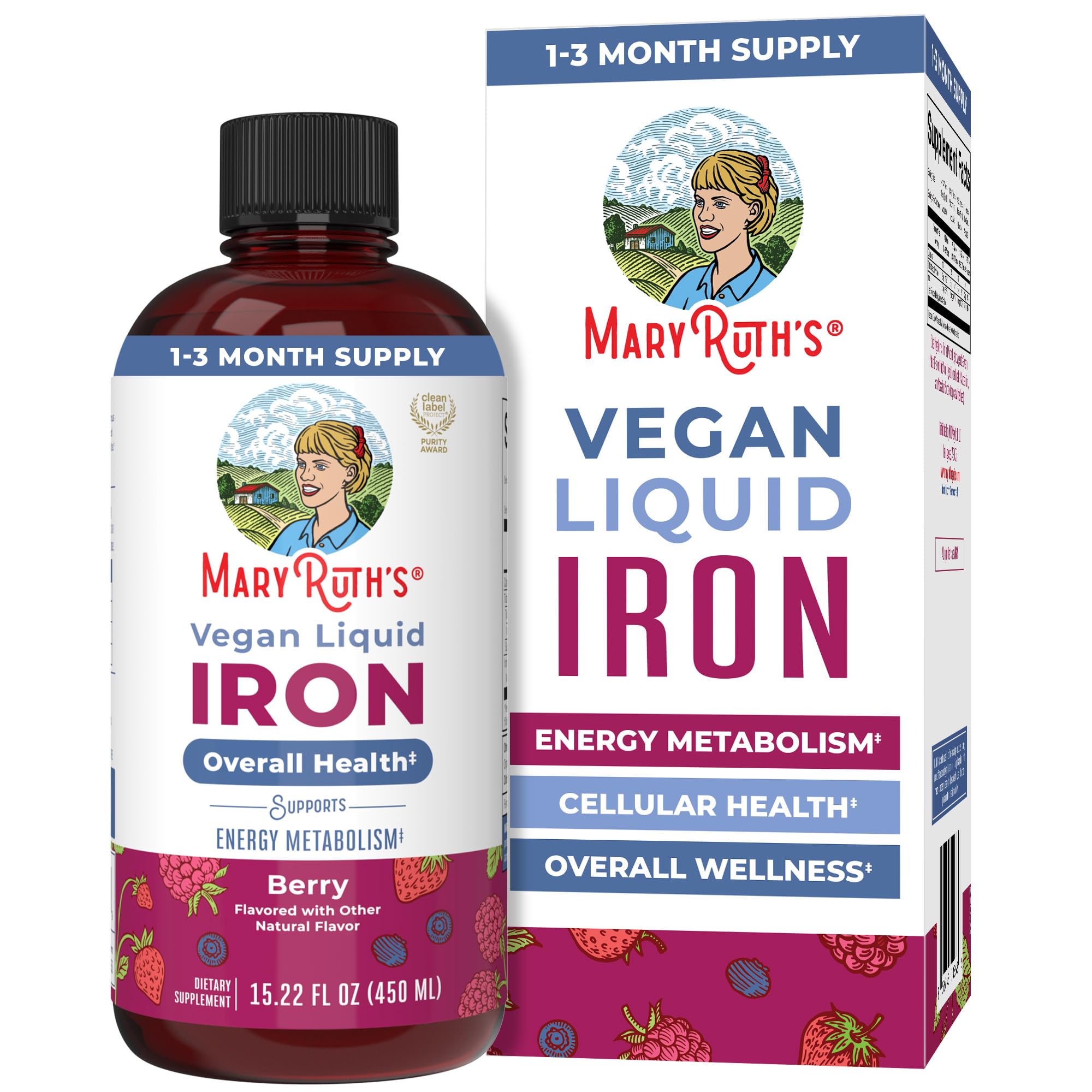 Iron Supplement for Women Men & Kids | Liquid Iron Supplement for Women Men & Kids | Iron for Healthy Blood & Oxygen | Ages 4 & Up | Sugar Free | Vegan | Non-GMO | Gluten Free | 15.22 Fl Oz