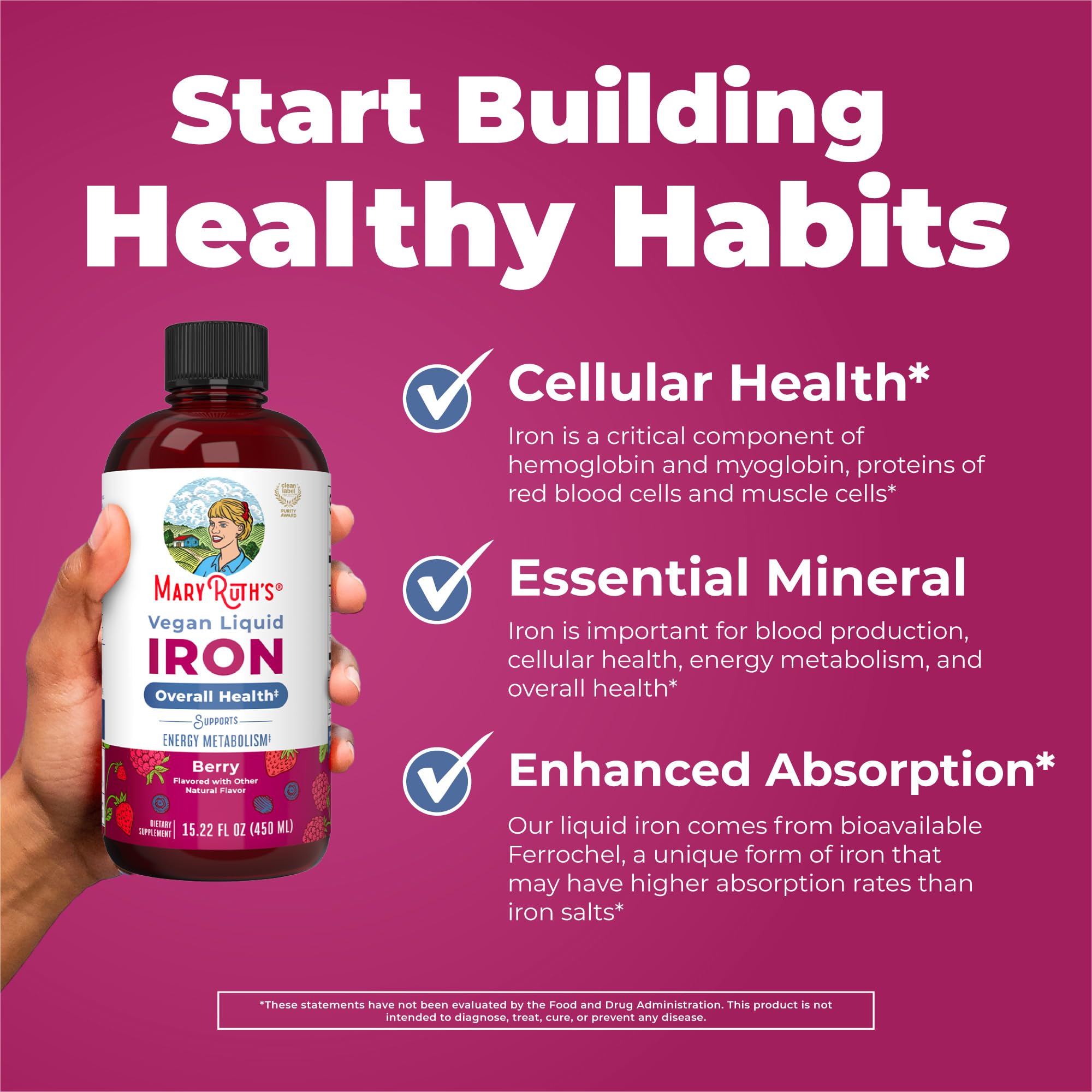 Iron Supplement for Women Men & Kids | Liquid Iron Supplement for Women Men & Kids | Iron for Healthy Blood & Oxygen | Ages 4 & Up | Sugar Free | Vegan | Non-GMO | Gluten Free | 15.22 Fl Oz