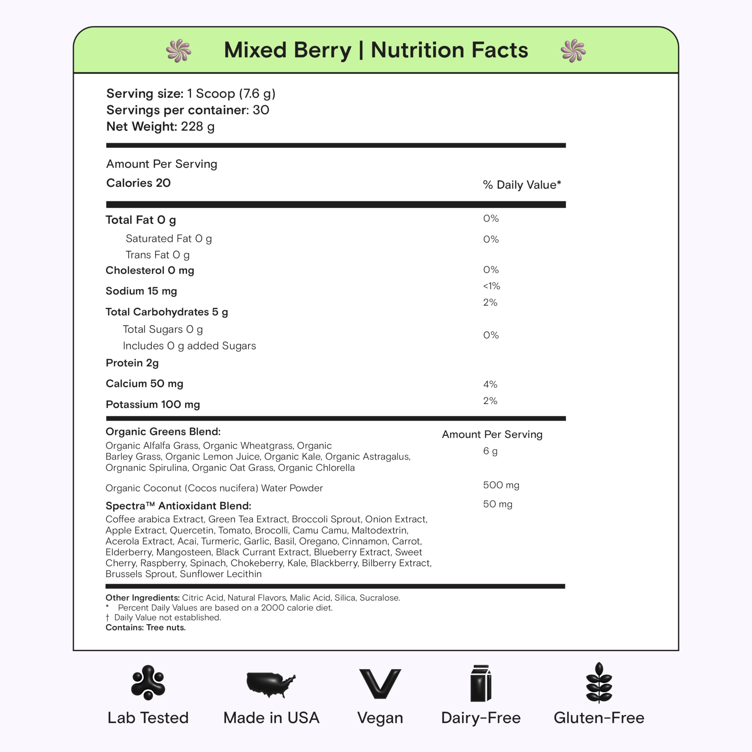 Kiala Nutrition Super Greens, Organic Greens Powder with Spirulina & Chlorella for Digestion, Gut Health, Immunity, Adaptogens, Energy, Gluten Free, Vegan, Sugar Free, Mixed Berry, 30 Servings