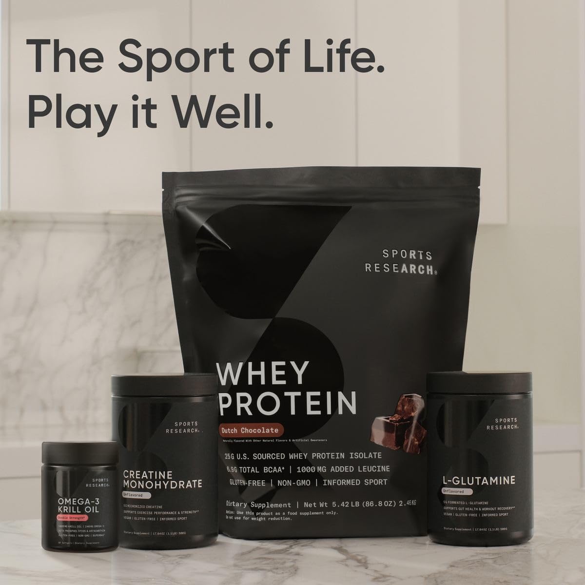 Sports Research® Omega-3 Krill Oil 1000mg - Pure Antarctic Superba Krill with Phospholipids, Choline & Astaxanthin - MSC Certified Sustainable · Non-GMO · Gluten Free - 60 Softgels