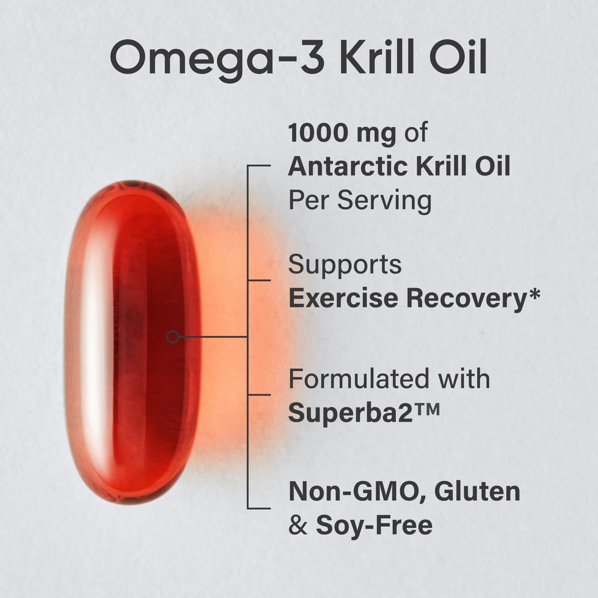 Sports Research® Omega-3 Krill Oil 1000mg - Pure Antarctic Superba Krill with Phospholipids, Choline & Astaxanthin - MSC Certified Sustainable · Non-GMO · Gluten Free - 60 Softgels