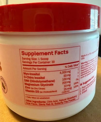 Peach Perfect Inositol Powder Multivitamin, Strawberry Acai Flavor – 3 – Supports Women’s Health, 30 SVG