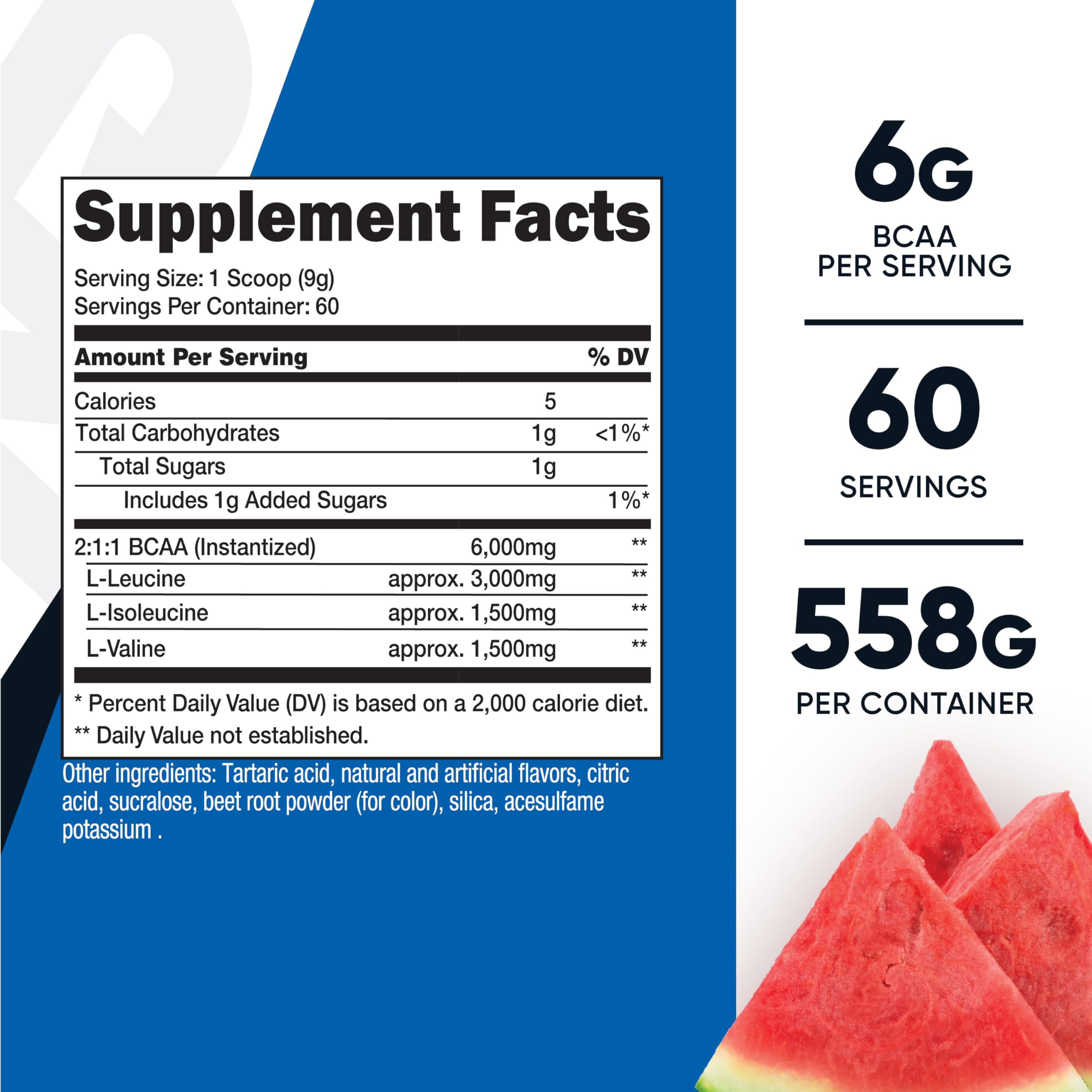 Nutricost BCAA Powder 2:1:1 (Watermelon) - 60 Servings