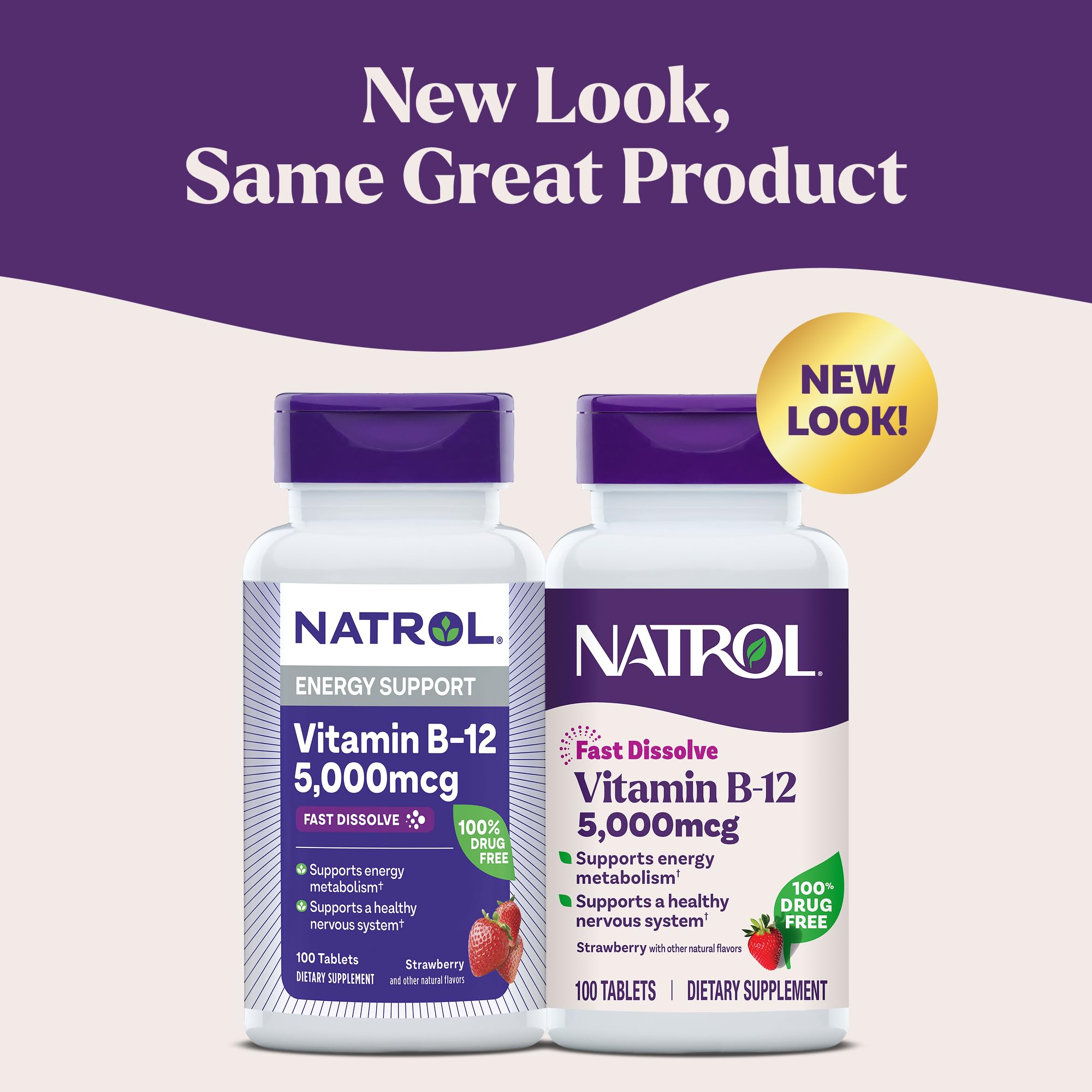 Natrol Vitamin B12 5,000 mcg, Fast Dissolve Vitamin B12 Supplement Supports a Healthy Nervous System and Energy Metabolism, 100 Tablets, Up to a 100 Day Supply
