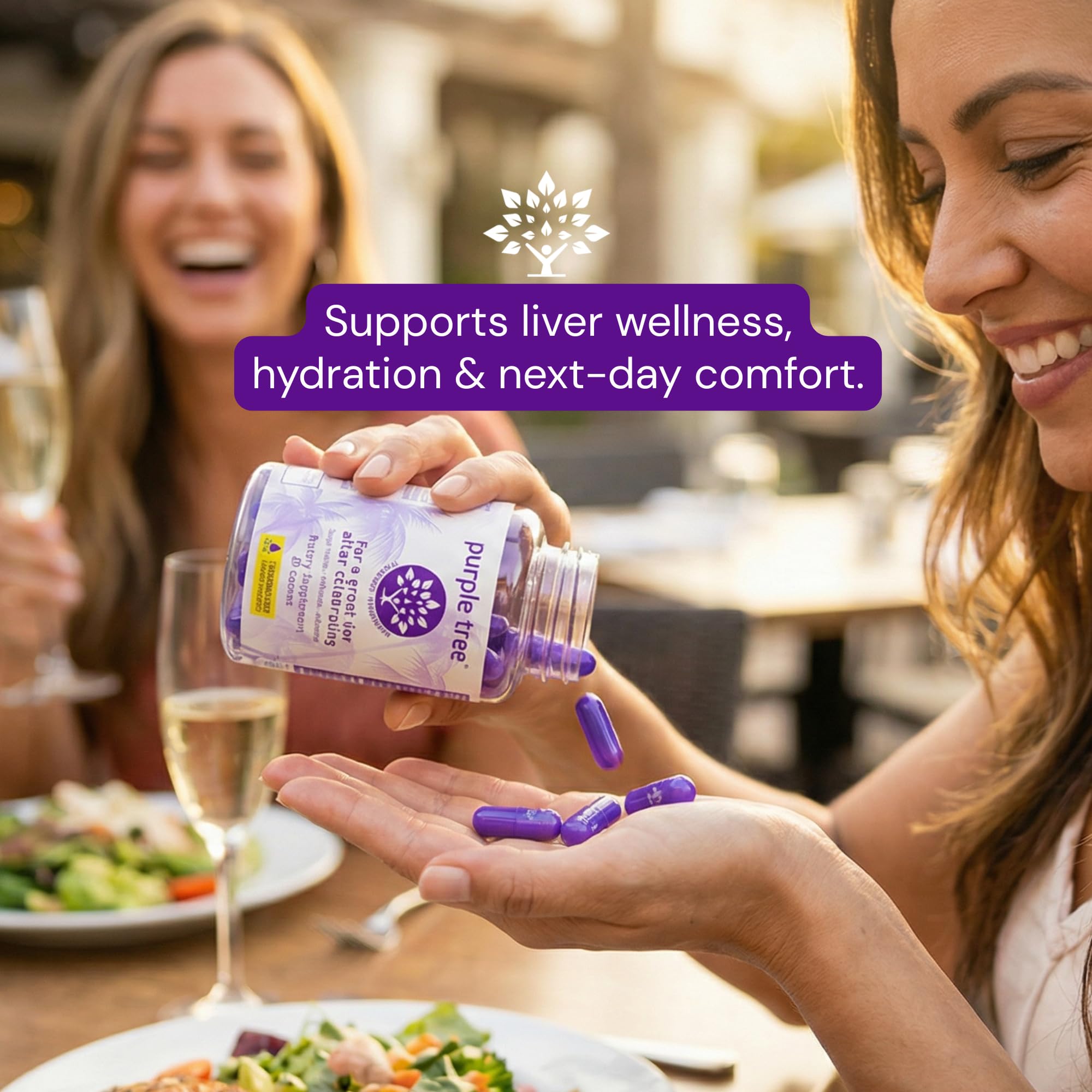 purple tree Post-Celebration Wellness Supplement | Liposomal Dihydromyricetin (DHM), L-Glutathione, Milk Thistle for Liver Support & Hydration | Electrolytes, B Vitamins, Willow Bark | 90 Pills