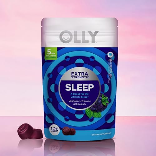 OLLY Extra Strength Sleep Gummy, 5 mg Melatonin, L-Theanine, Chamomile, Lemon Balm Extracts, Sleep Aid, BlackBerry Flavor - 120 Count