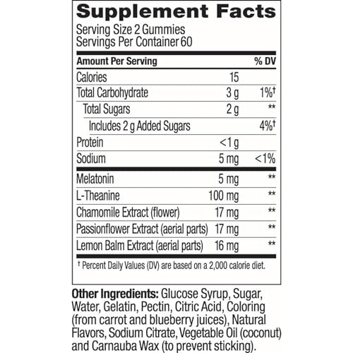 OLLY Extra Strength Sleep Gummy, 5 mg Melatonin, L-Theanine, Chamomile, Lemon Balm Extracts, Sleep Aid, BlackBerry Flavor - 120 Count