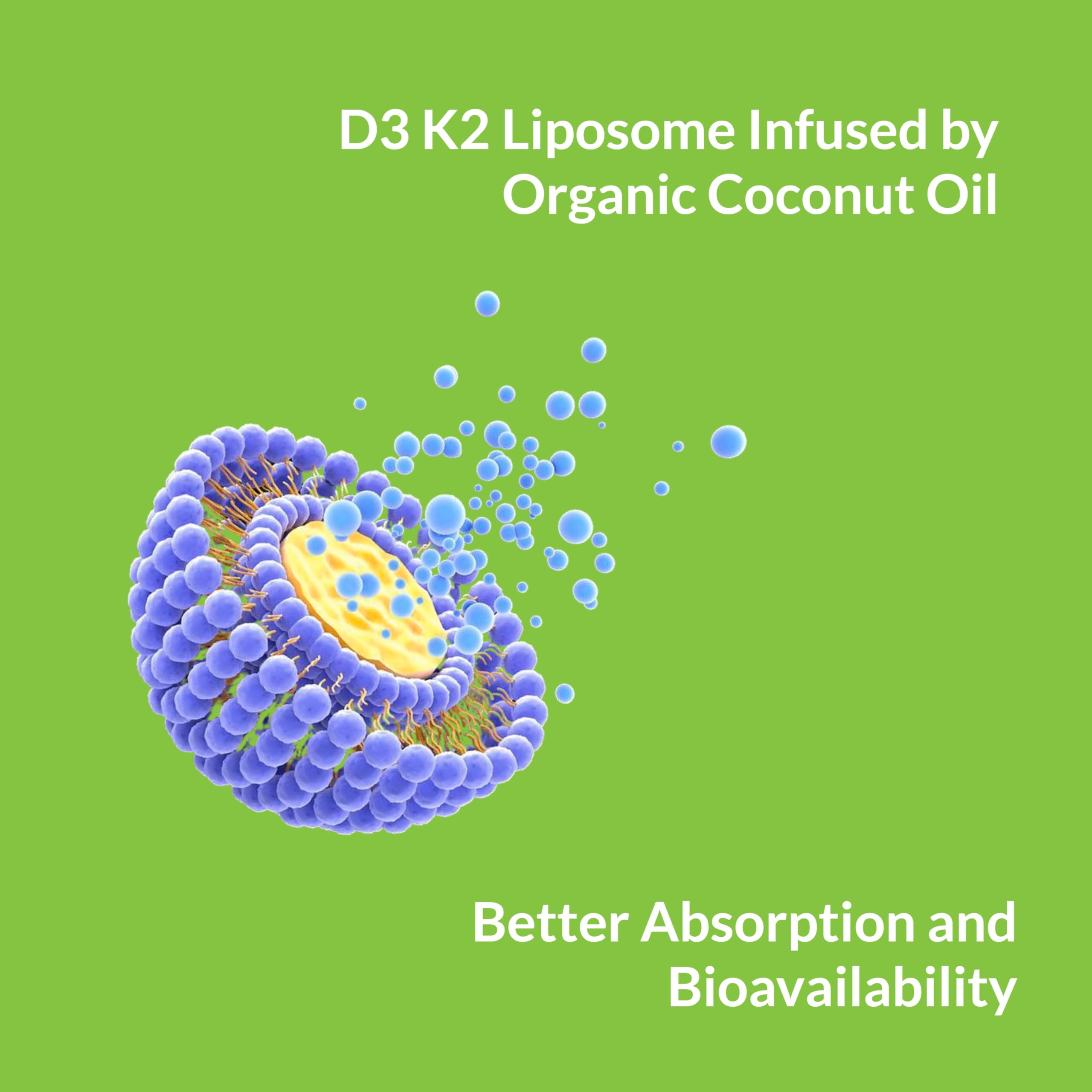 UpNourish Liposomal Vitamin D3 K2 2000 IU with K2 MK-7 100 mcg - 365 Vitamin D3 k2 (Vitamina D3 con K2) Mini Softgels with Organic Coconut Oil - Easy to Swallow K2 D3 Vitamin Supplement