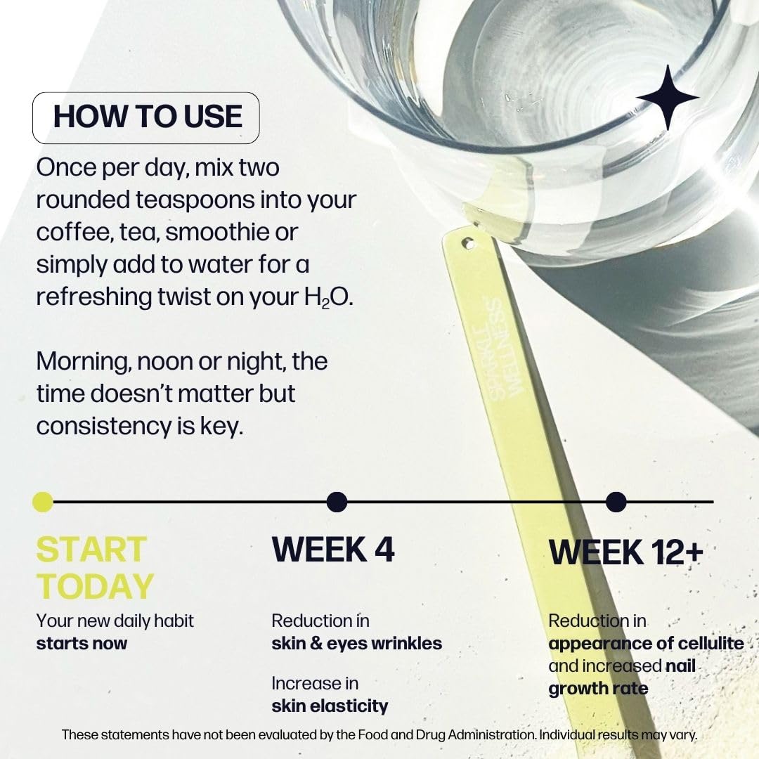 Sparkle Wellness VERISOL Bioactive Hydrolyzed Collagen Peptides | Collagen Powder with Vitamin C & Hyaluronic Acid for Hair, Skin, and Nail Health | Skin Boost Plus (Acai Lemonade) [30-Serves]