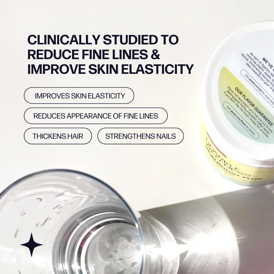 Sparkle Wellness VERISOL Bioactive Hydrolyzed Collagen Peptides | Collagen Powder with Vitamin C & Hyaluronic Acid for Hair, Skin, and Nail Health | Skin Boost Plus (Acai Lemonade) [30-Serves]