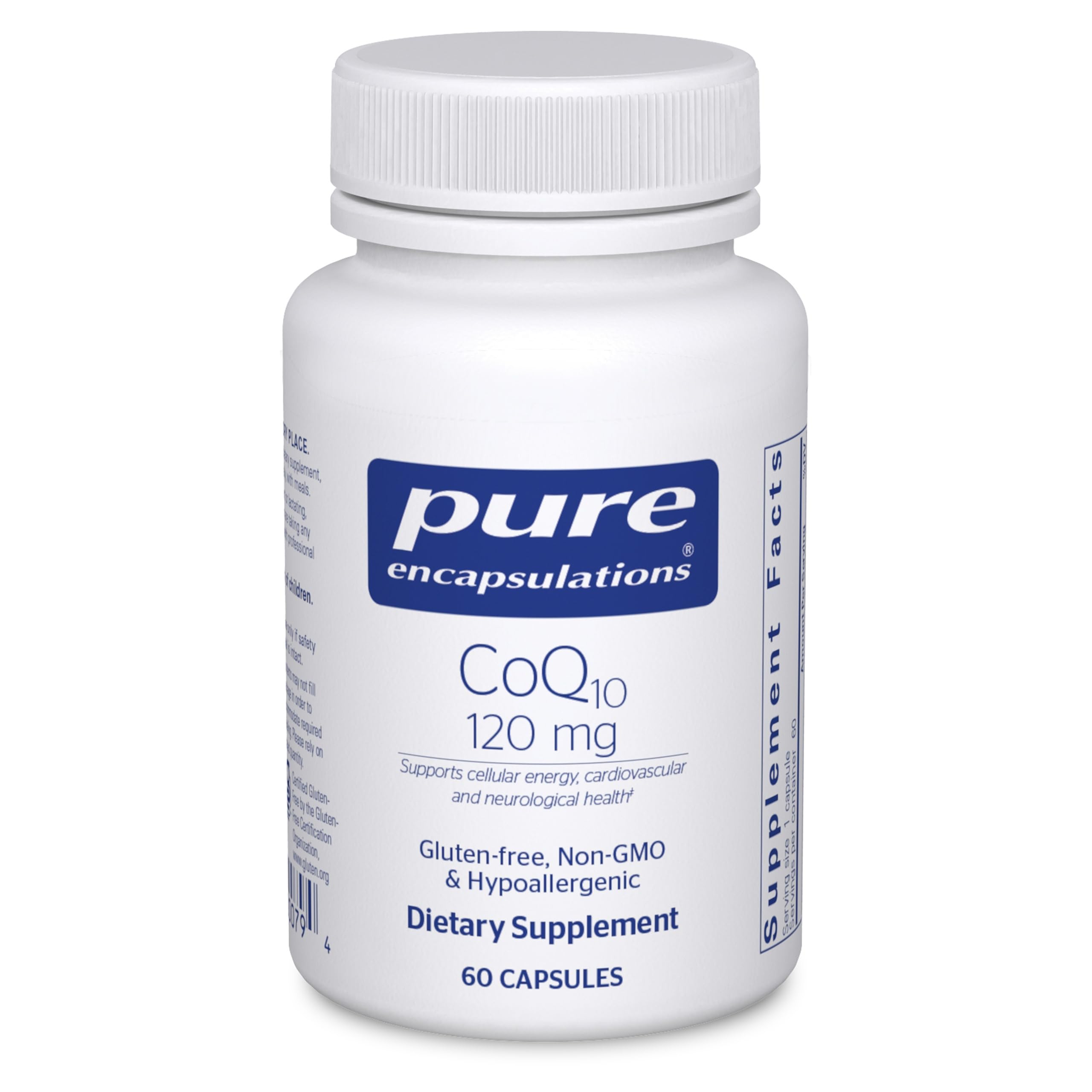 Pure Encapsulations CoQ10 120 mg - Coenzyme Q10 Supplement for Heart Health, Energy, Antioxidants, Brain & Memory Health - Cellular Health, Cognition & Cardiovascular Support* - 60 Capsules