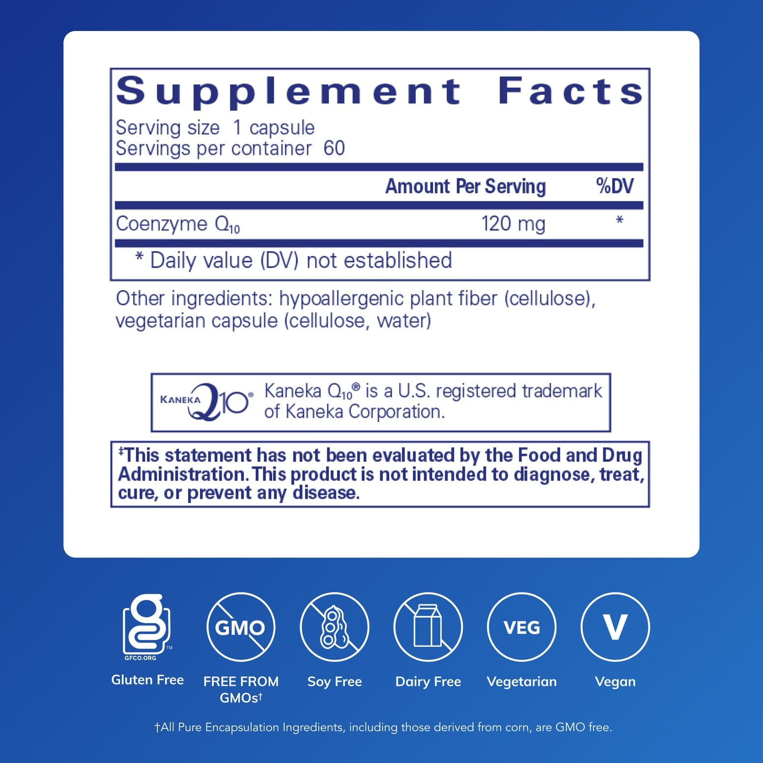 Pure Encapsulations CoQ10 120 mg - Coenzyme Q10 Supplement for Heart Health, Energy, Antioxidants, Brain & Memory Health - Cellular Health, Cognition & Cardiovascular Support* - 60 Capsules