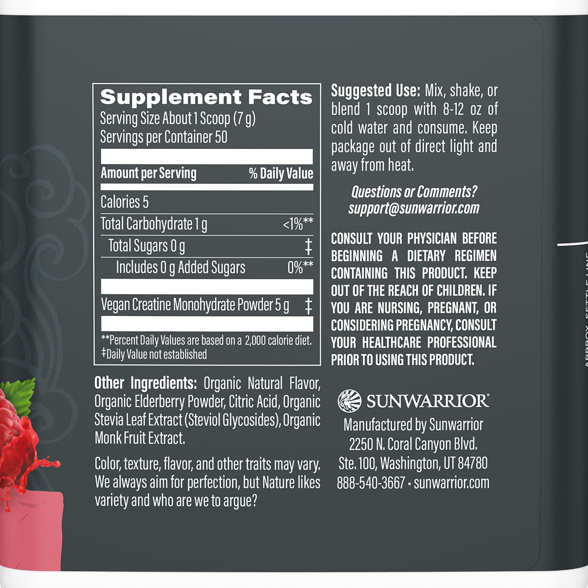 Creatine Monohydrate Powder Micronized PreWorkout Recovery Supplement | Support Muscle Building Strength Training Cognition | Vegan & Keto Friendly Easily Mixes (50 Servings) Raspberry Flavored