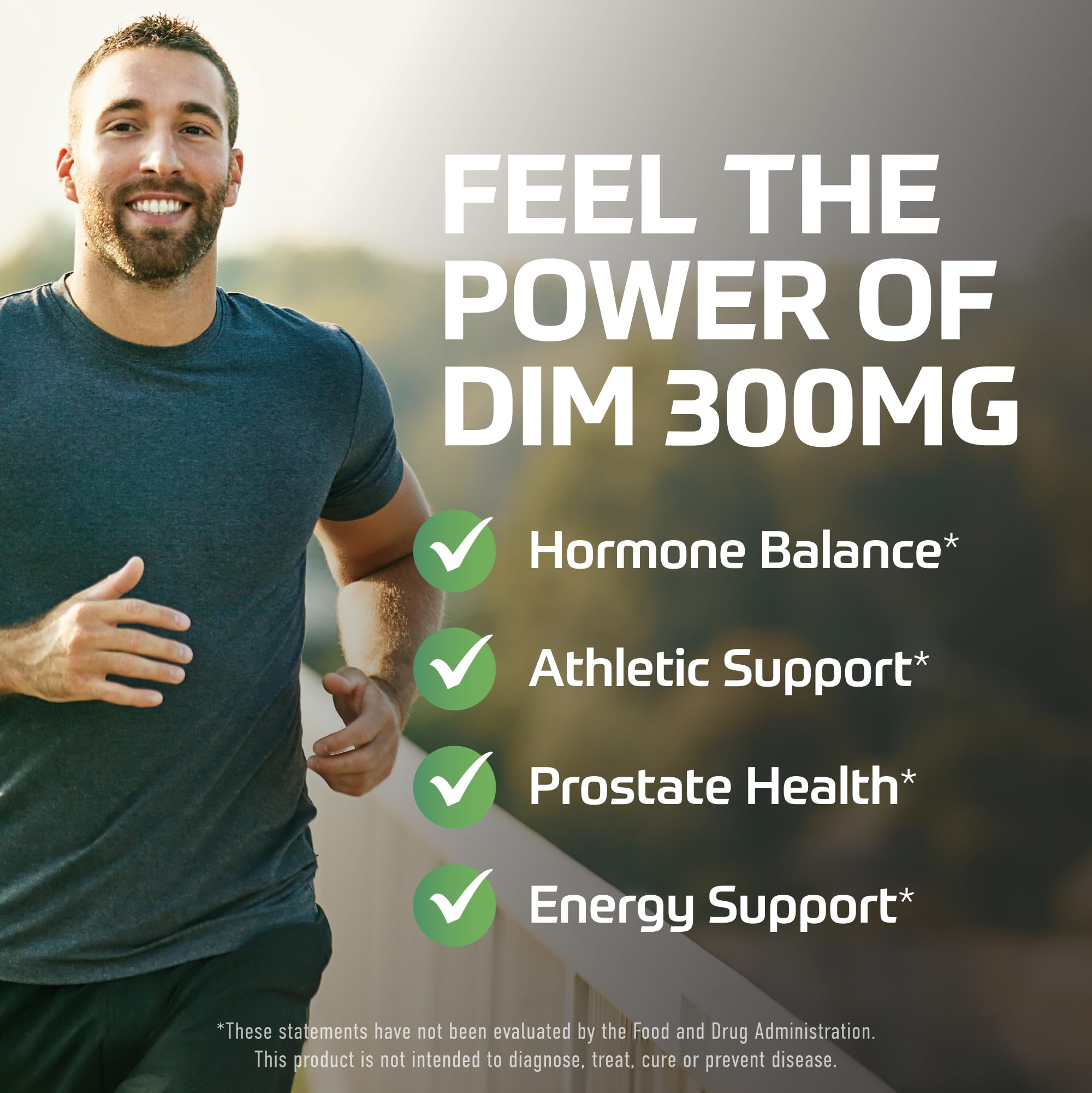 DIM Supplement for Men 300mg | Estrogen Blocker & Aromatase Inhibitor | Extra Strength Men’s Hormone Balance & Fitness Booster with Diindolylmethane Plus CDG & Broccoli Floret | Gluten-Free | 120 Ct