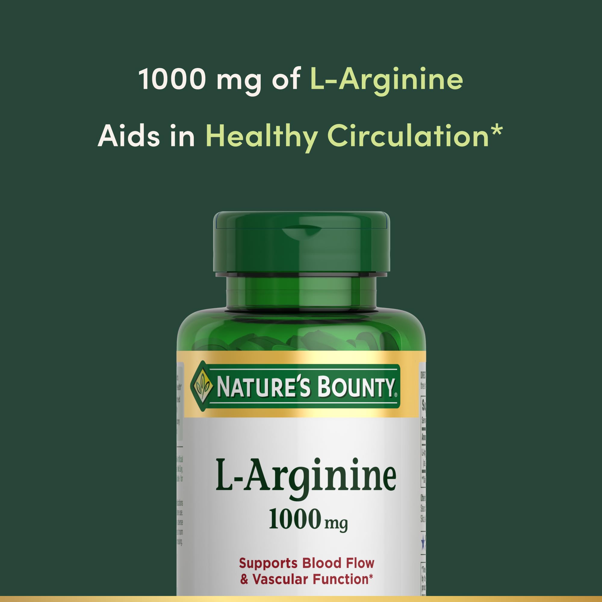 Nature's Bounty L-Arginine 1000mg for Supporting Blood Flow and Vascular Function – Non-GMO, Gluten Free, 50 Tablets (Pack of 3)