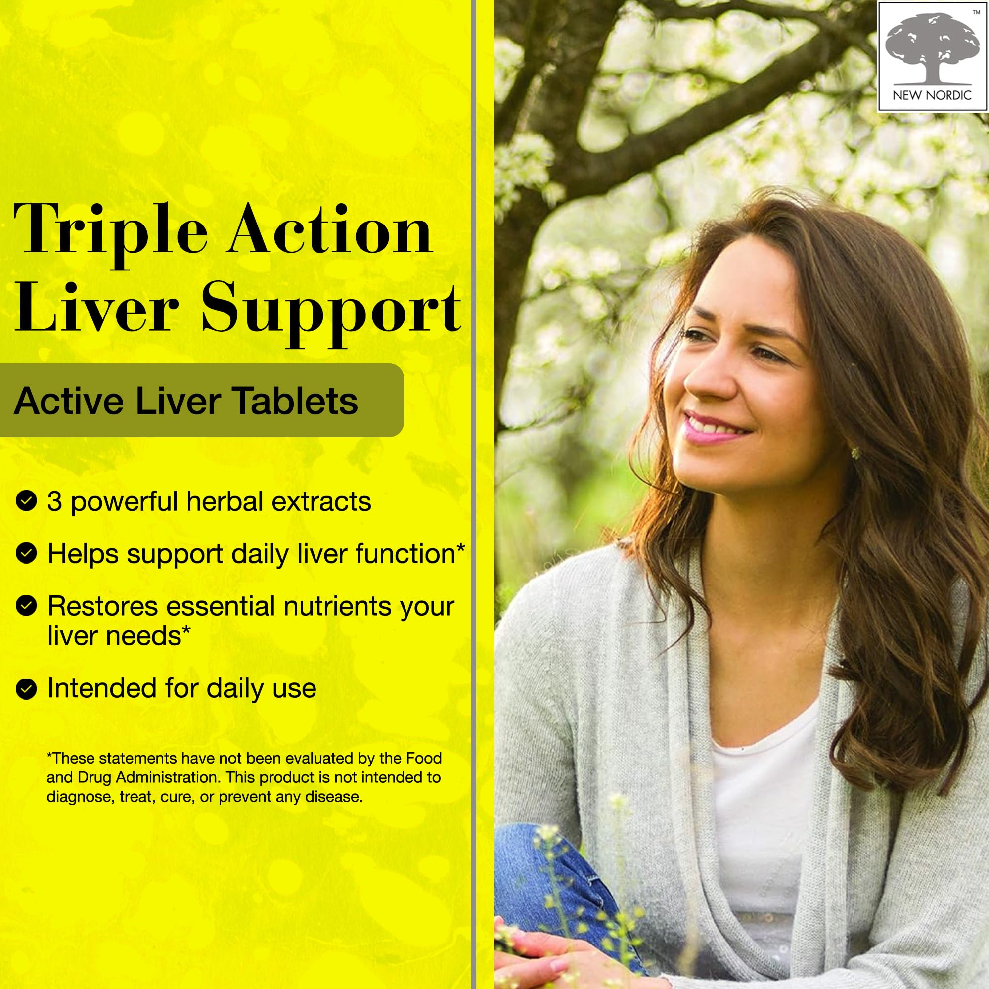 NEW NORDIC Active Liver 30-Day Supply, Daily Liver Supplement, Milk Thistle, Artichoke & Turmeric, 30 Tablets (Pack of 1)
