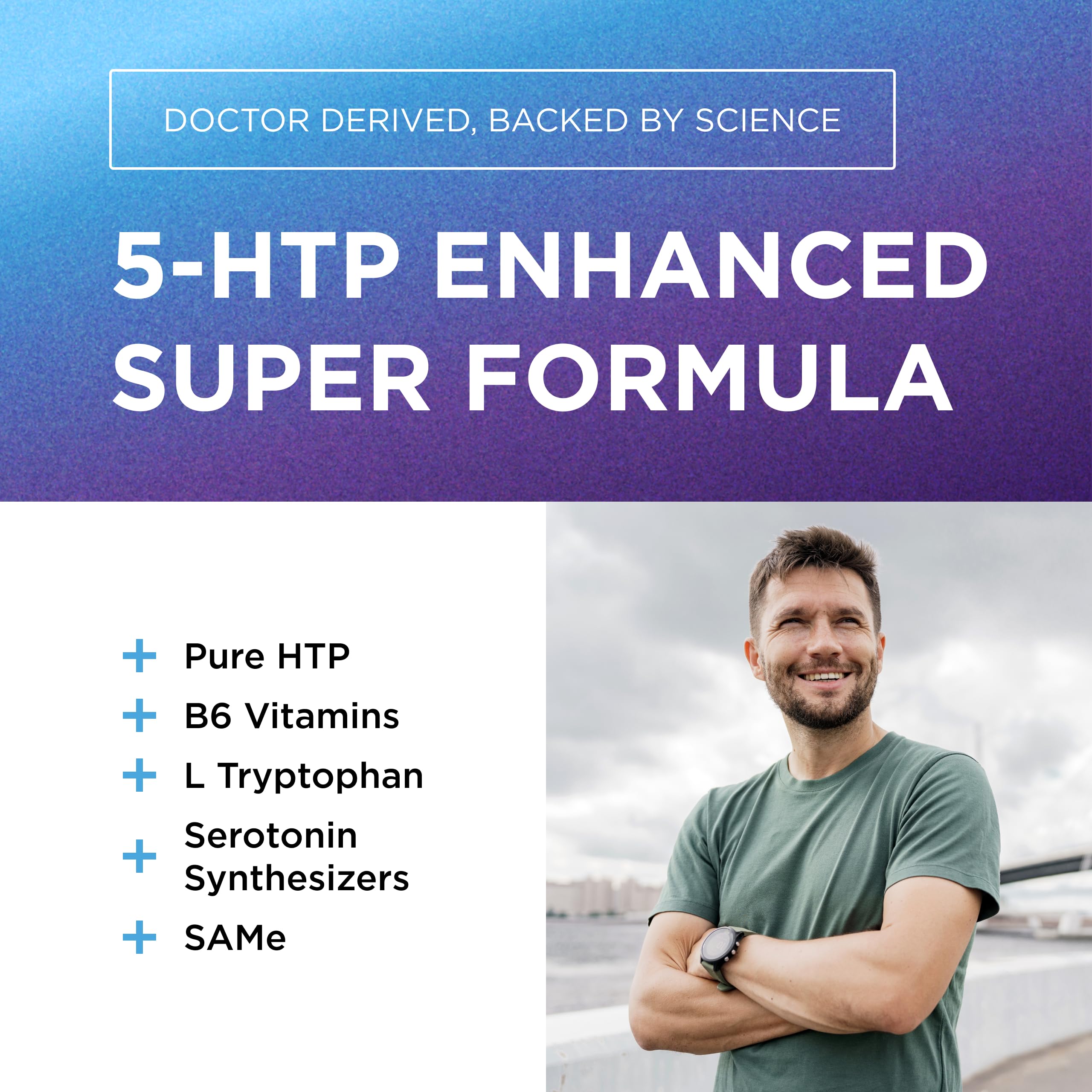 DR. EMIL NUTRITION 200 MG 5-HTP Plus with SAM-e for Mood, Stress, and Sleep - 5HTP Supplement with Vitamin B6-120 Vegan Capsules, 60 Servings