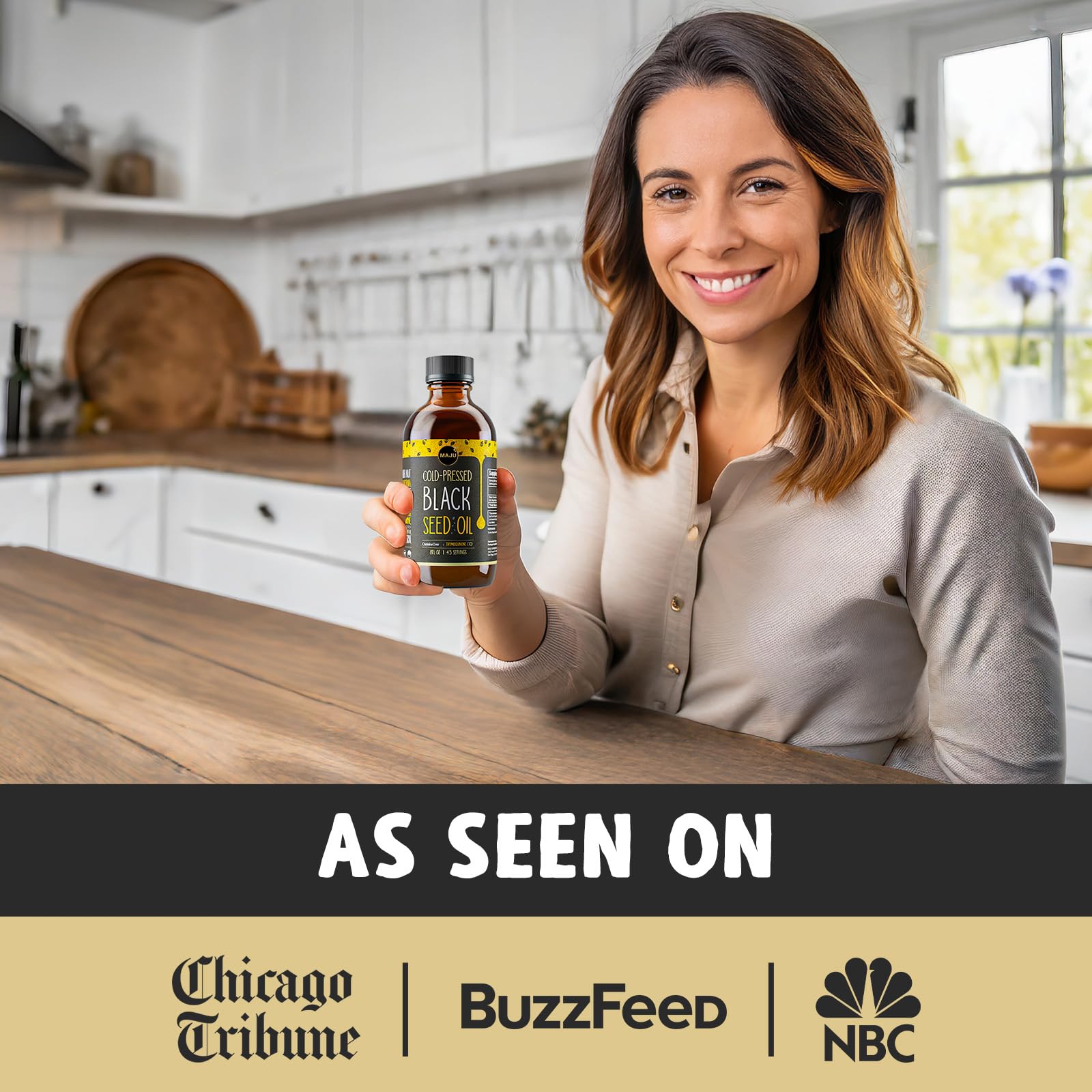 MAJU's Black Seed Oil 16oz: 3X Thymoquinone, Cold Pressed, 100% Turkish Black Cumin Nigella Sativa Seed Oil (Better Than Organic), Non-GMO, 100% Liquid Pure Blackseed, Glass Bottle