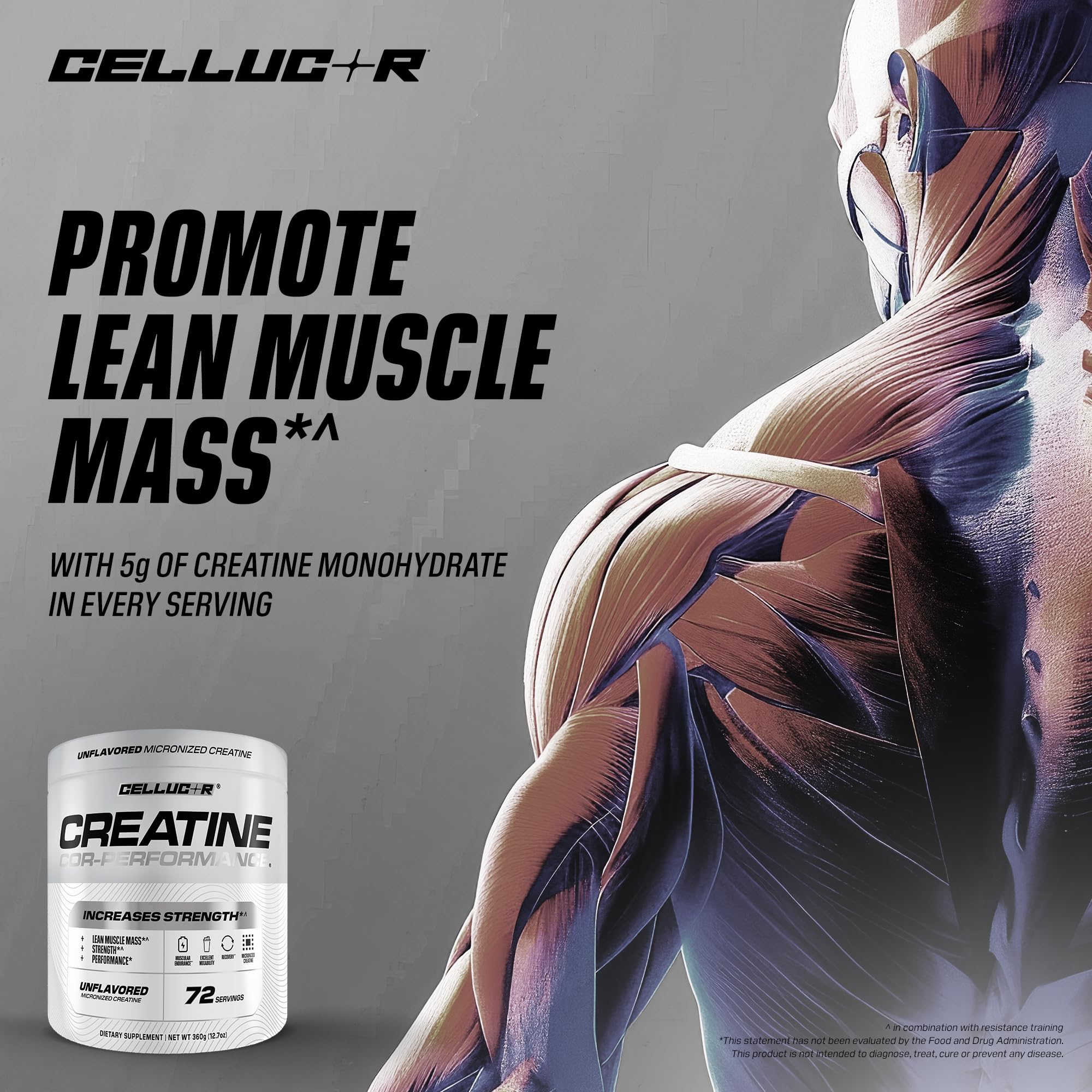 Cellucor Cor-Performance Creatine Monohydrate for Strength and Muscle Growth, 72 Servings