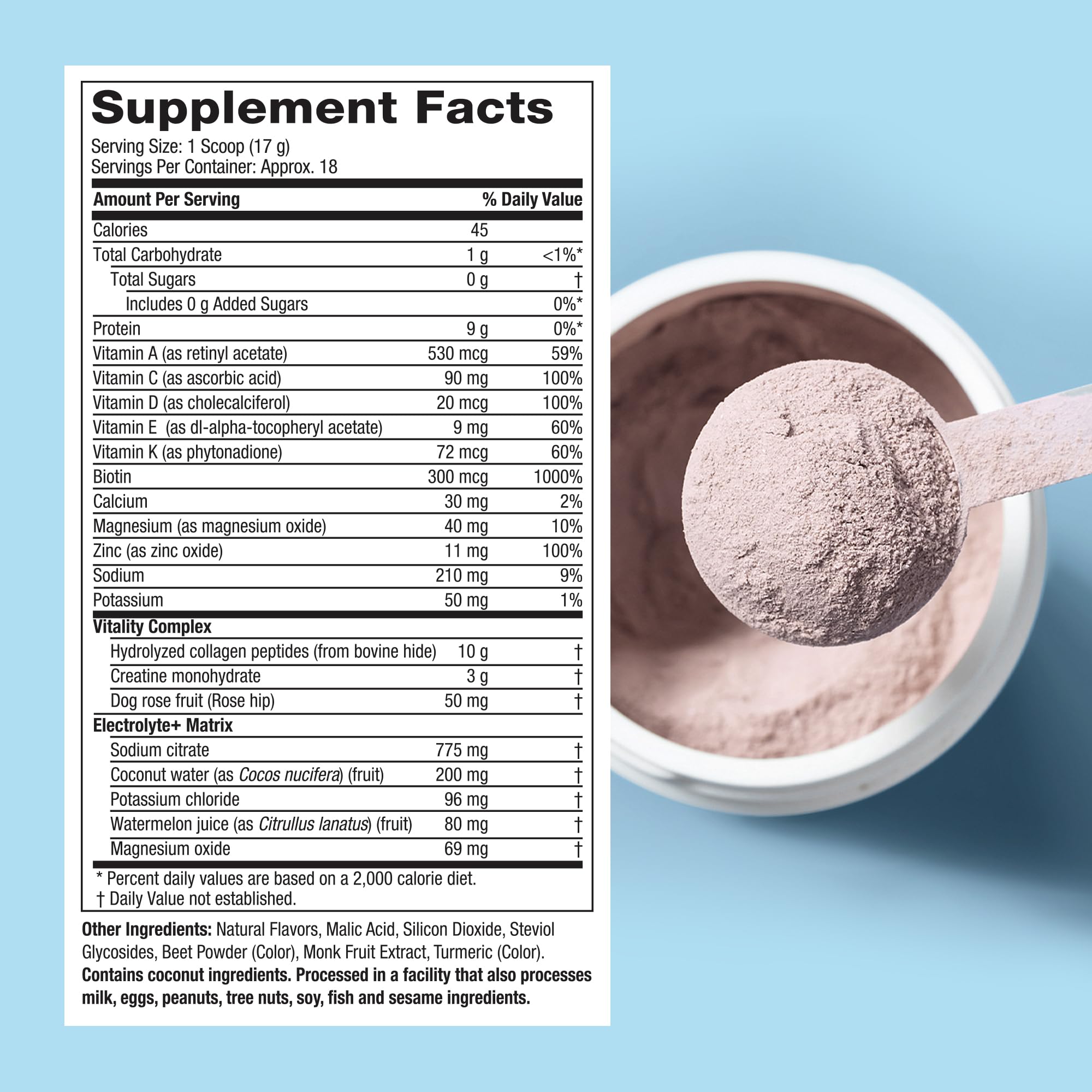 Purely Inspired Collagen and Creatine Powder, Watermelon Strawberry - 10g Collagen & 3g Creatine Builds Lean Muscle - Flavored Drink Mix with Key Electrolytes - Gluten-Free & Zero Sugar