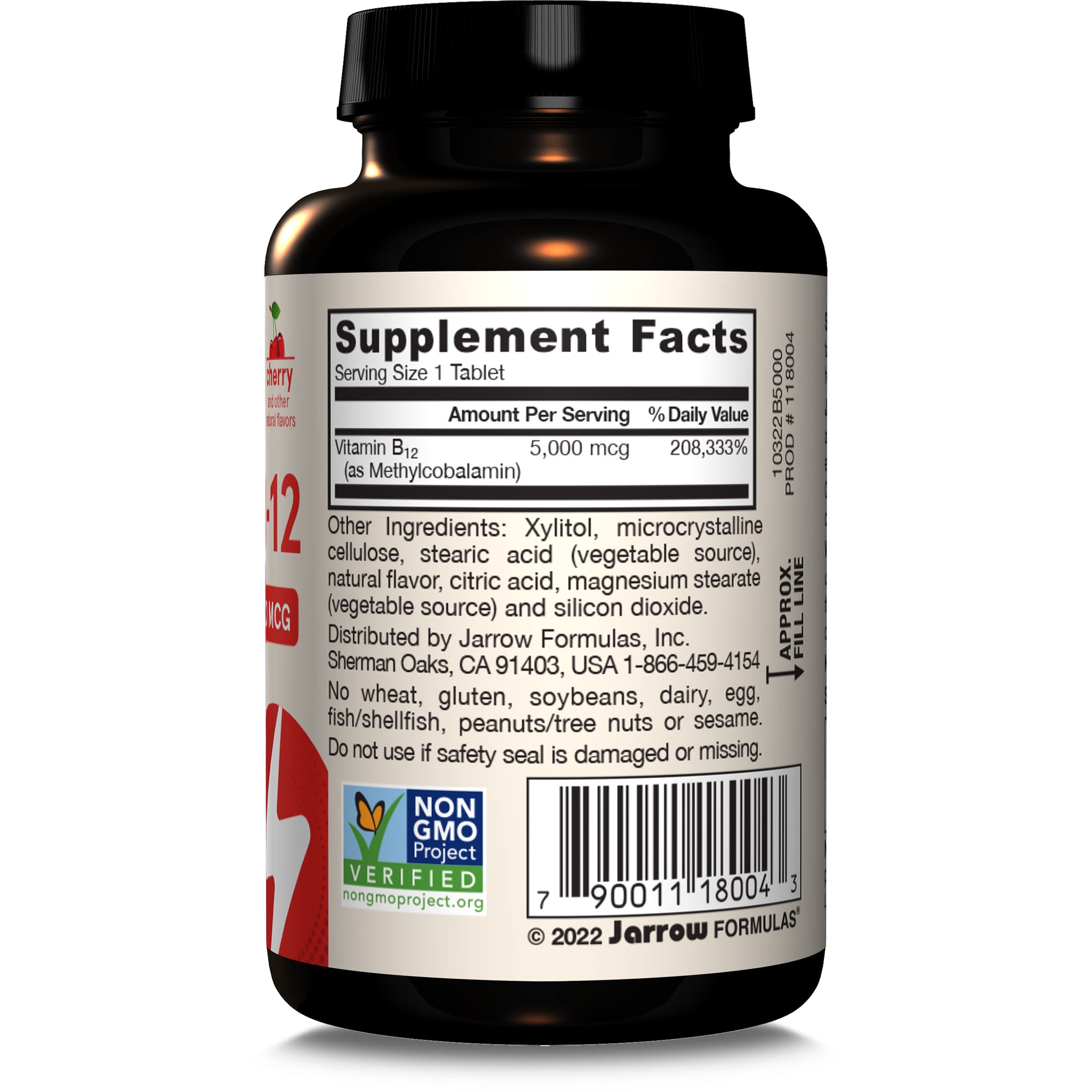 Jarrow Formulas Methyl Vitamin B12 5000 mcg - 60 Chewable Tablets, Naturally Fruit Flavored- Bioactive B12 Vitamin - Supports Cellular Energy Production, Brain Health & Metabolism - 60 Servings