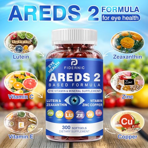 AREDS 2 Eye Vitamin & Mineral Supplement — Lutein and Zeaxanthin Supplement, Vitamin C & E, Zinc & Copper for Blue Light Protection, Eye Health Support, Eyebright , Eye Doctor Trusted — 300 Softgels