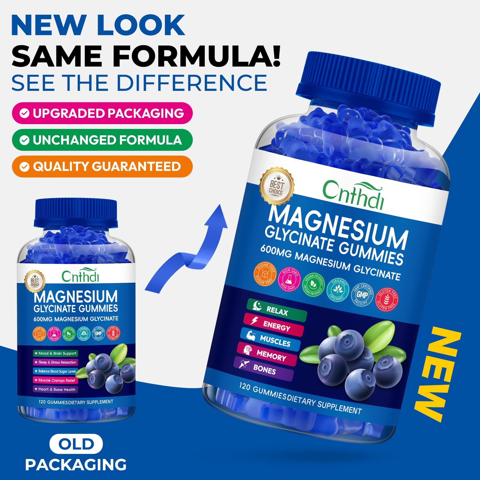 Magnesium Glycinate Gummies 600mg, Sugar Free Chewable Magnesium Gummies for Adults & Kids Relaxation, Bone Health, Stress Relief, Night Rest, No Melatonin, Gluten Free, Non GMO, Pectin, 240 Count