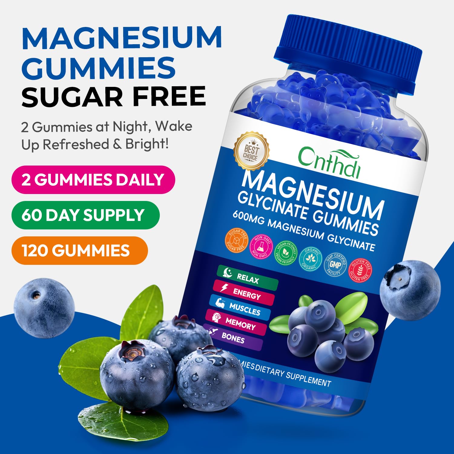 Magnesium Glycinate Gummies 600mg, Sugar Free Chewable Magnesium Gummies for Adults & Kids Relaxation, Bone Health, Stress Relief, Night Rest, No Melatonin, Gluten Free, Non GMO, Pectin, 240 Count
