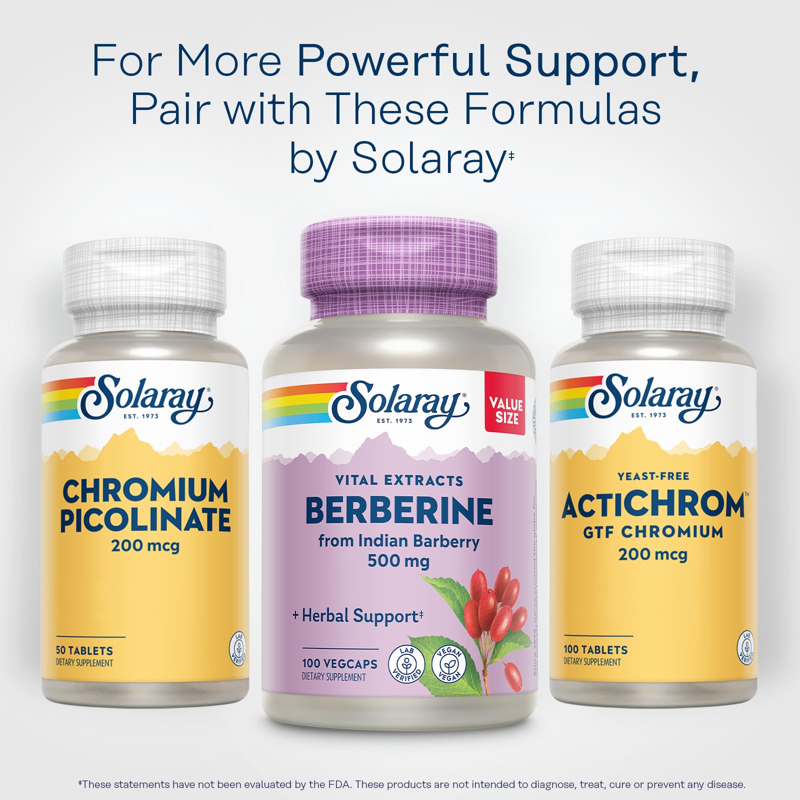SOLARAY Berberine 500mg - Berberine Supplement for a Healthy, Active Lifestyle - with Berberine HCl from Indian Barberry - Vegan, Non-GMO, 60-Day Guarantee, Lab Verified - 100 Servings, 100 VegCaps
