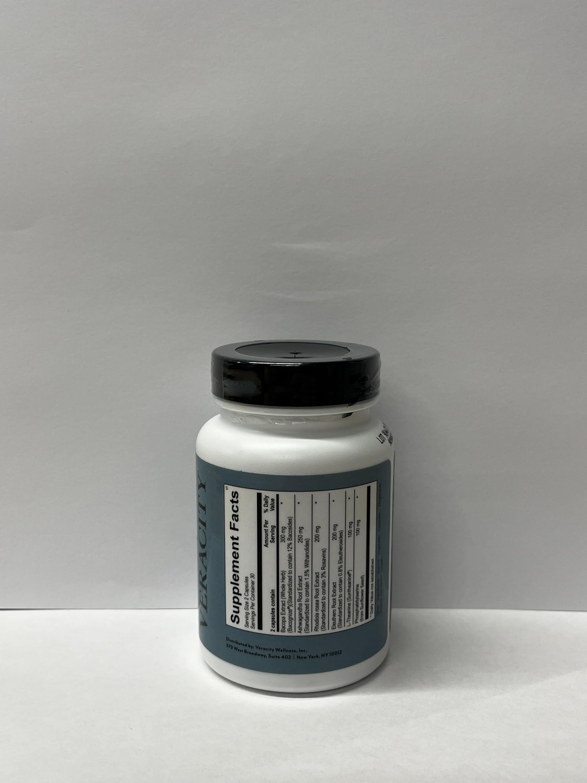 Veracity Cortisol Calming - Clinically Proven Stress & Sleep Support Supplement - Reduces Tension & Improves Mental Clarity with Natural Blend of Adaptogens - 60 Capsules