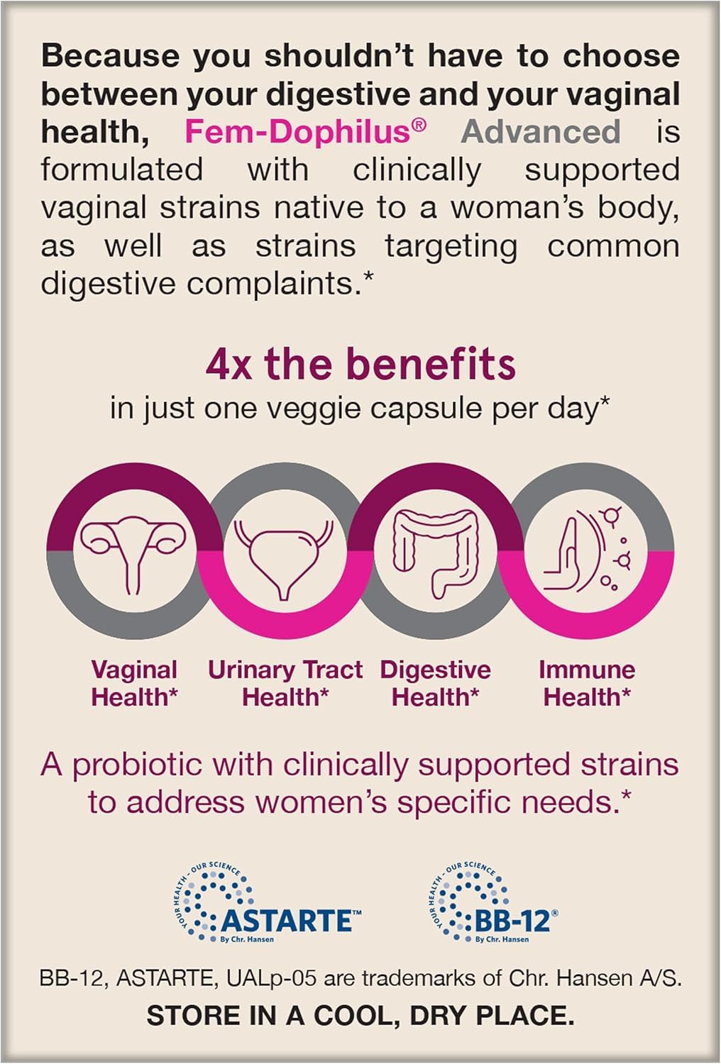 Jarrow Formulas Fem-Dophilus Advanced Vaginal & Digestive Probiotics 10 Billion CFU, for Vaginal, Urinary Tract, Digestive & Immune Support, 30 Capsules (Pack of 2)