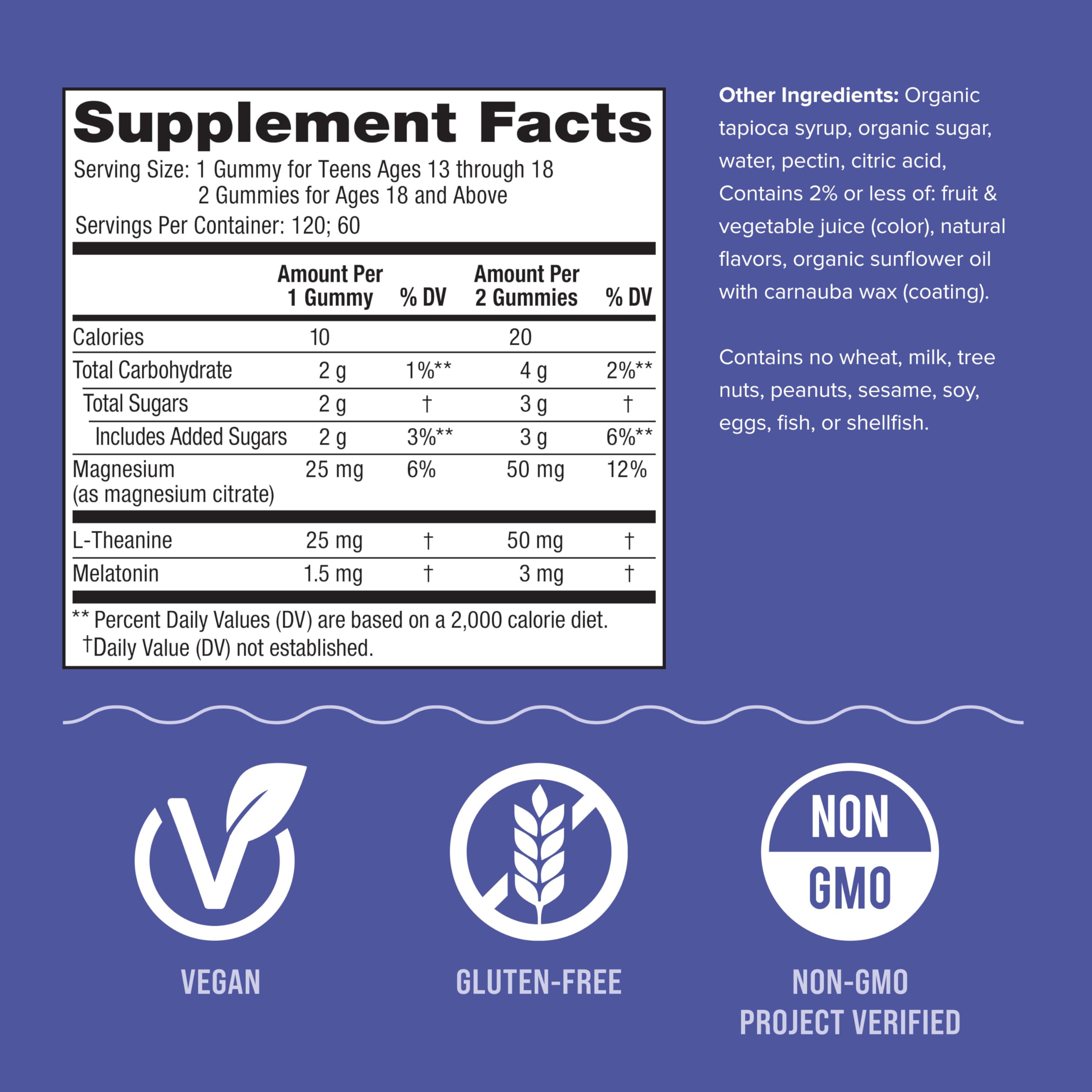 Natural Vitality Sleep Gummies, Magnesium Supplement with Melatonin and L-Theanine, Vegan, Gluten Free, Helps The Body Ease Into Sleep, Blueberry Pomegranate 120 Count (Pack of 2)