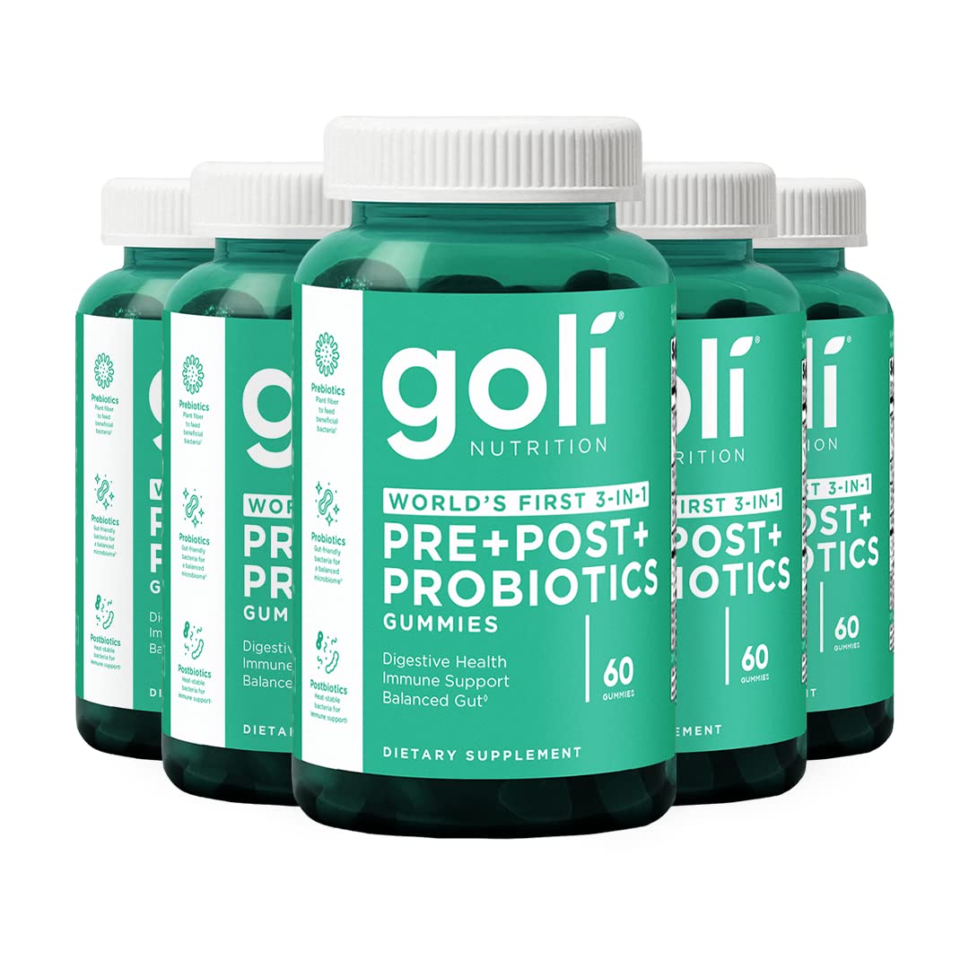Goli Nutritional Supplement, Pre+Post+Probiotics Gummy - 300 Count - World's First 3-in-1 Gluten-Free, Vegan, Non-GMO, and Gelatin-Free.