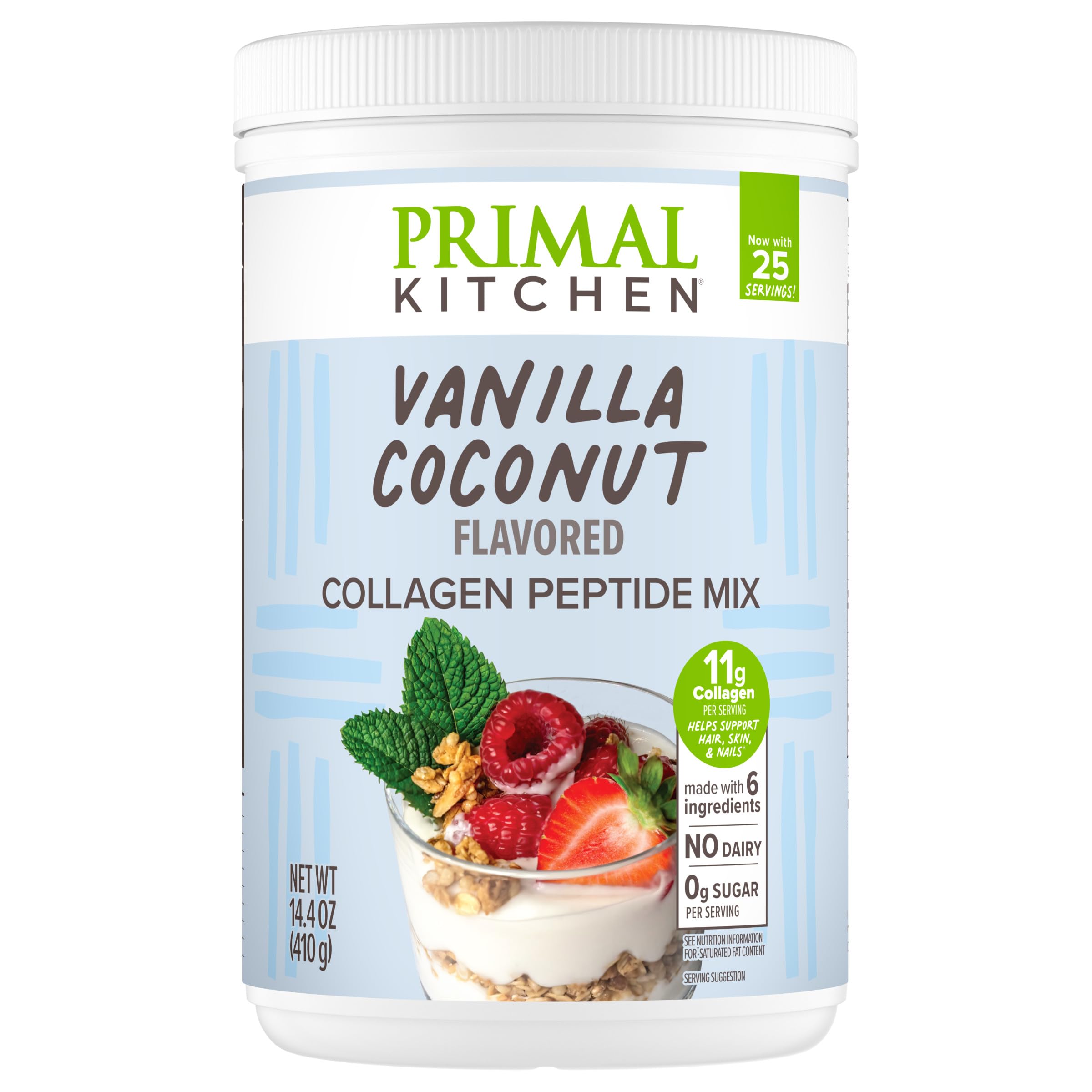 Primal Kitchen Vanilla Collagen Fuel® Drink Mix, Vanilla Coconut Collagen Peptides, No Dairy or Artificial Sweeteners, 14.4 Ounces